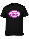 Miss Beauty Oval Graphic Tee - Black Cotton Blend