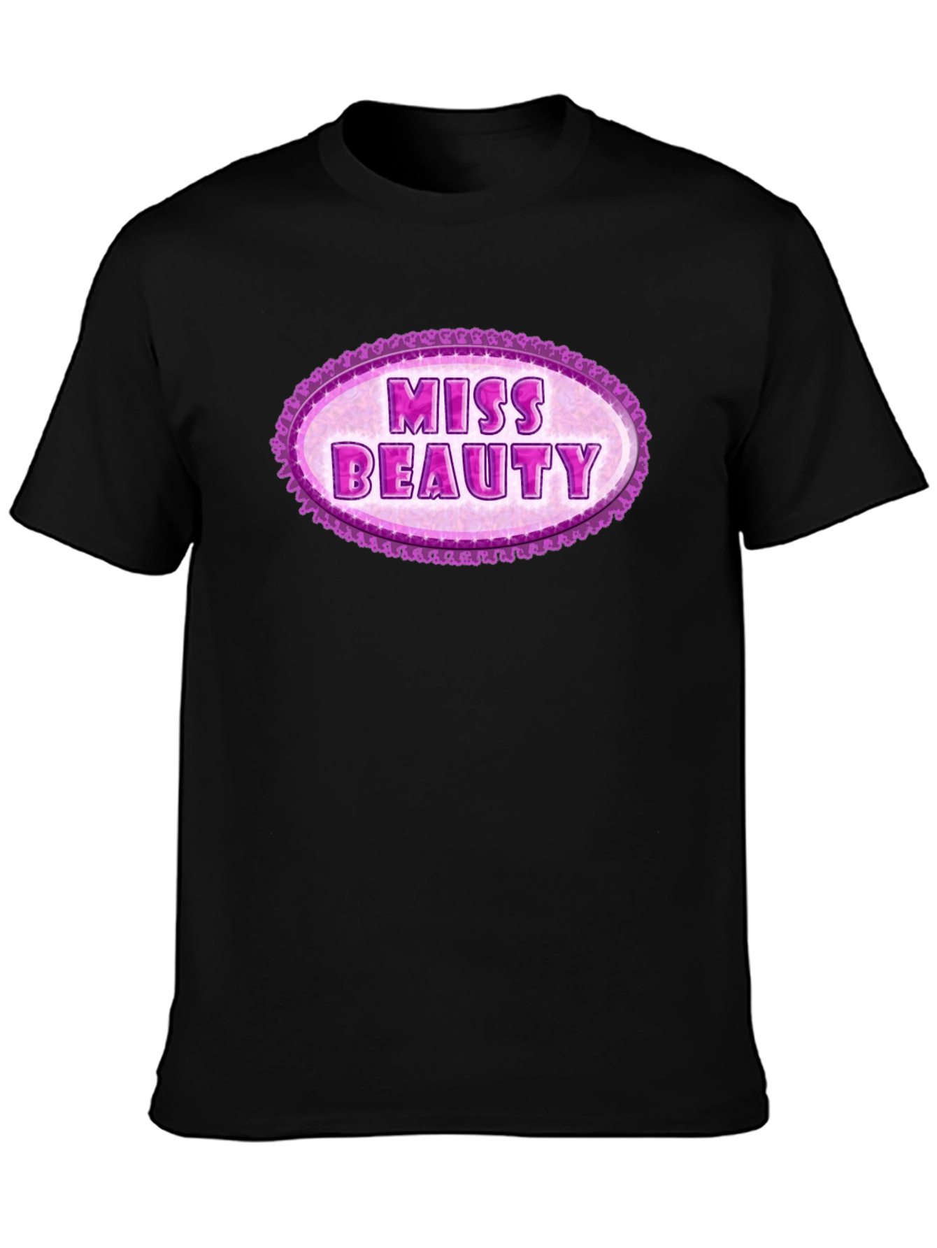 Miss Beauty Oval Graphic Tee - Black Cotton Blend