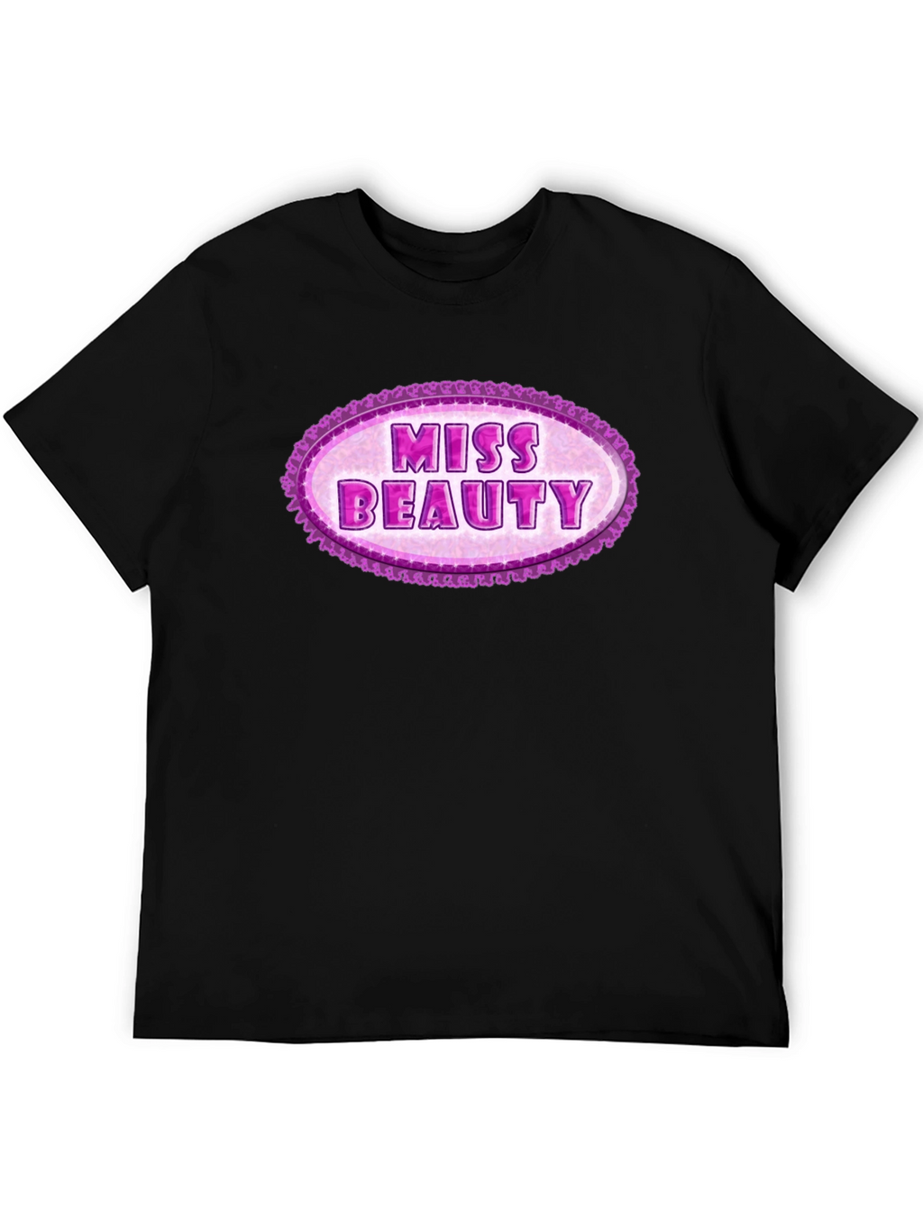 Miss Beauty Oval Graphic Tee - Black Cotton Blend