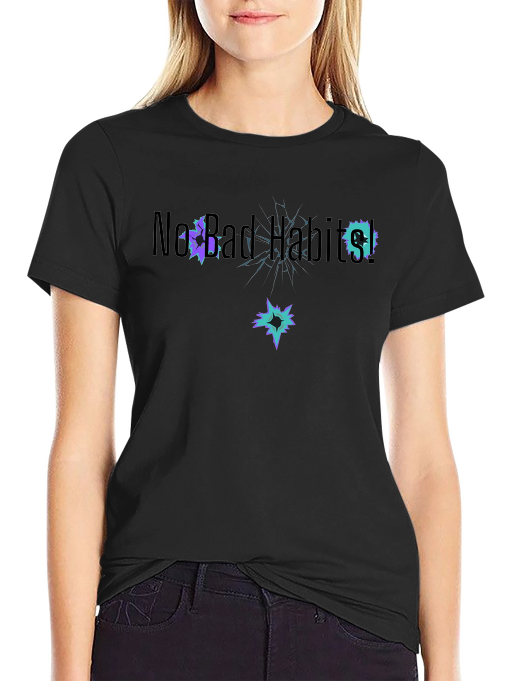 New Bad Habits T-Shirt Black Cotton Short Sleeve