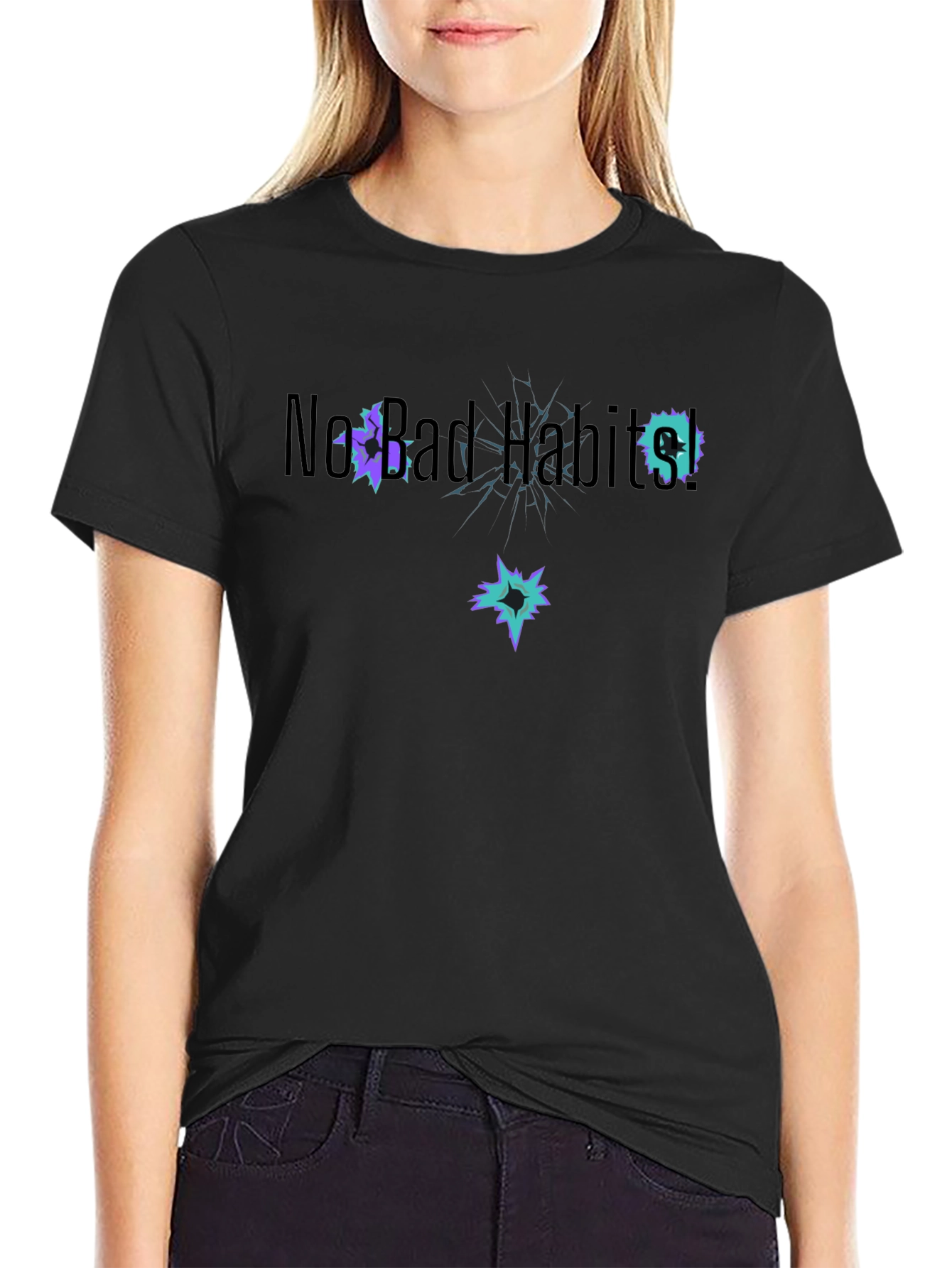 New Bad Habits T-Shirt Black Cotton Short Sleeve