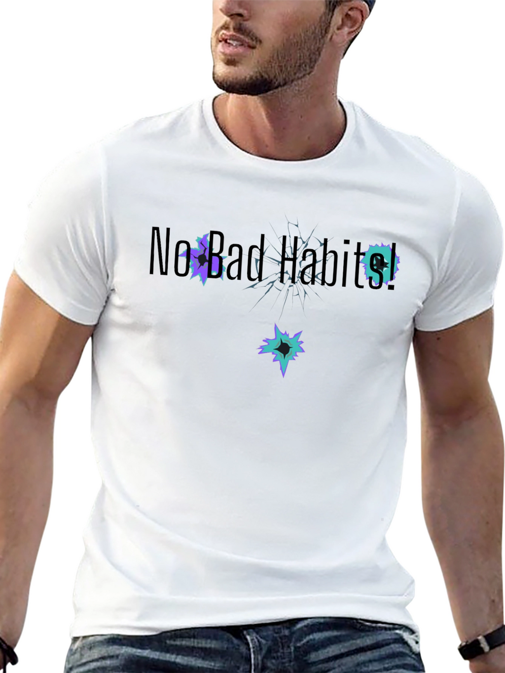 New Bad Habits T-Shirt Black Cotton Short Sleeve
