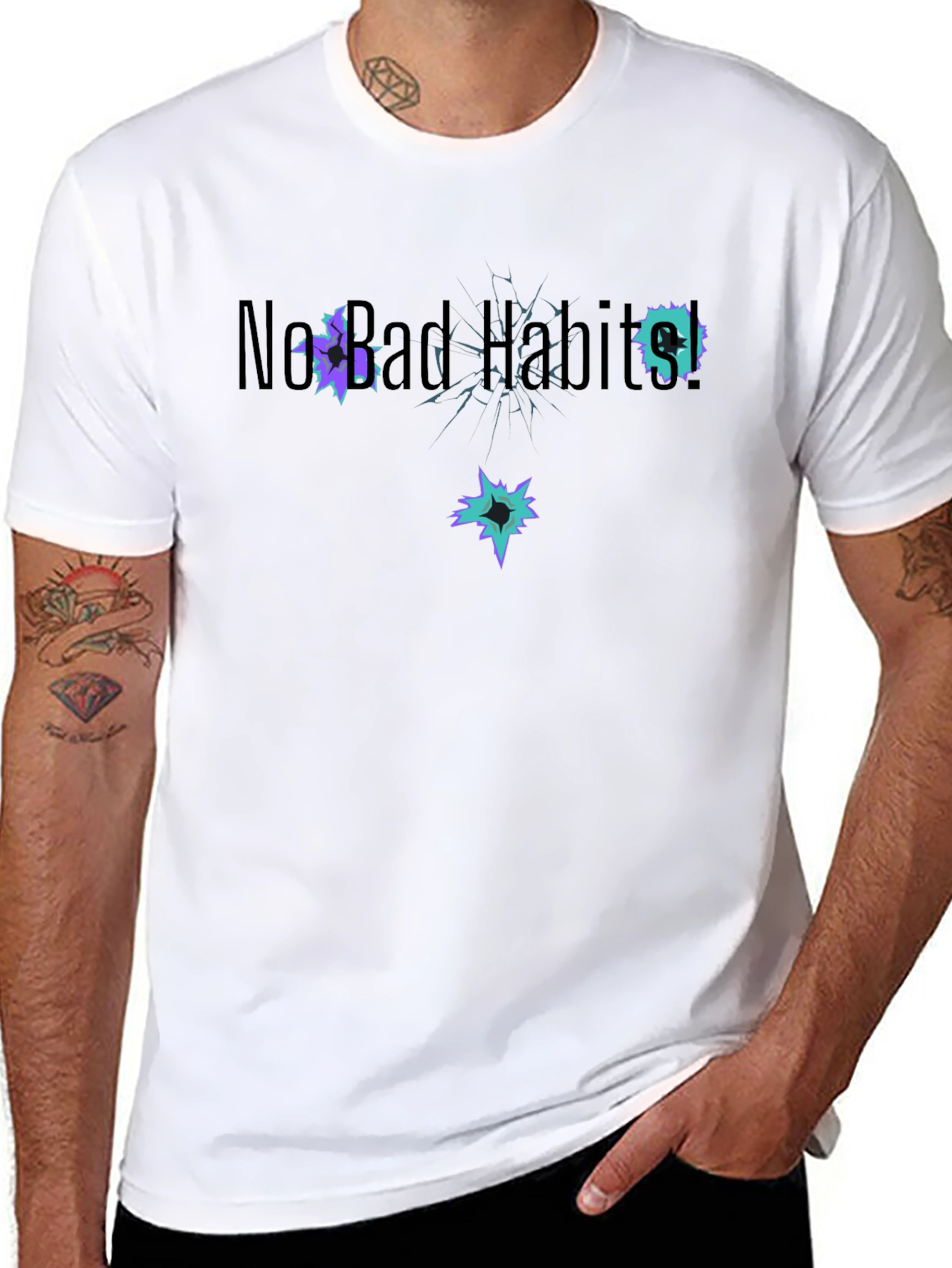 New Bad Habits T-Shirt Black Cotton Short Sleeve
