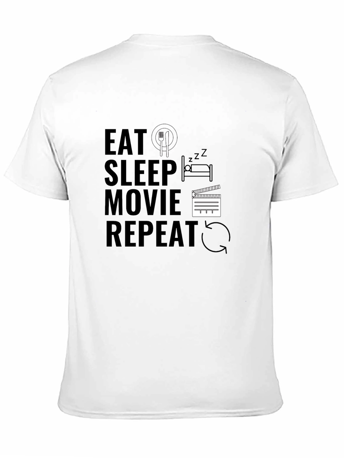 Eat Sleep Movie Repeat Black Graphic Tee