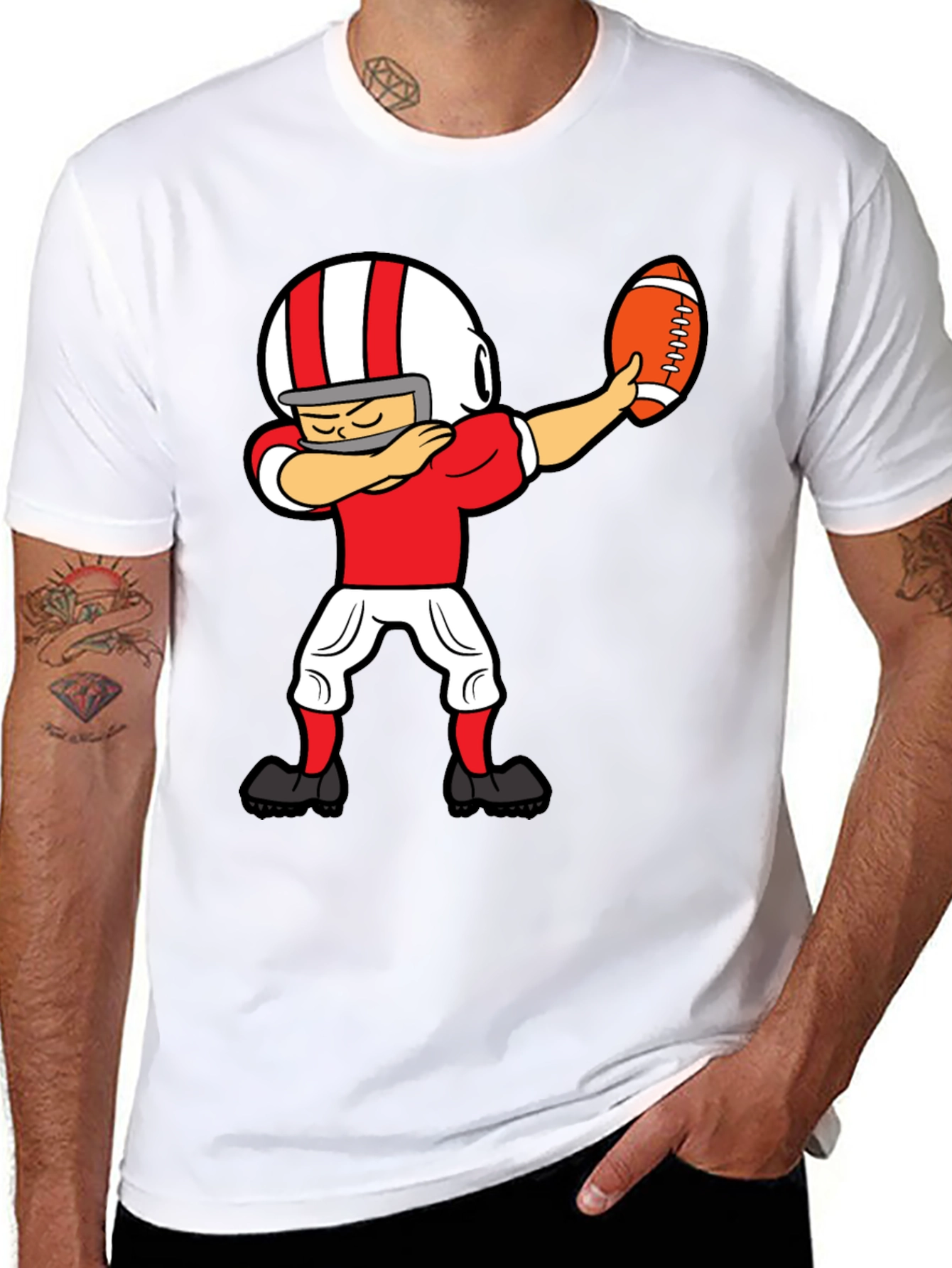 Dabbing Football Player Graphic T-Shirt