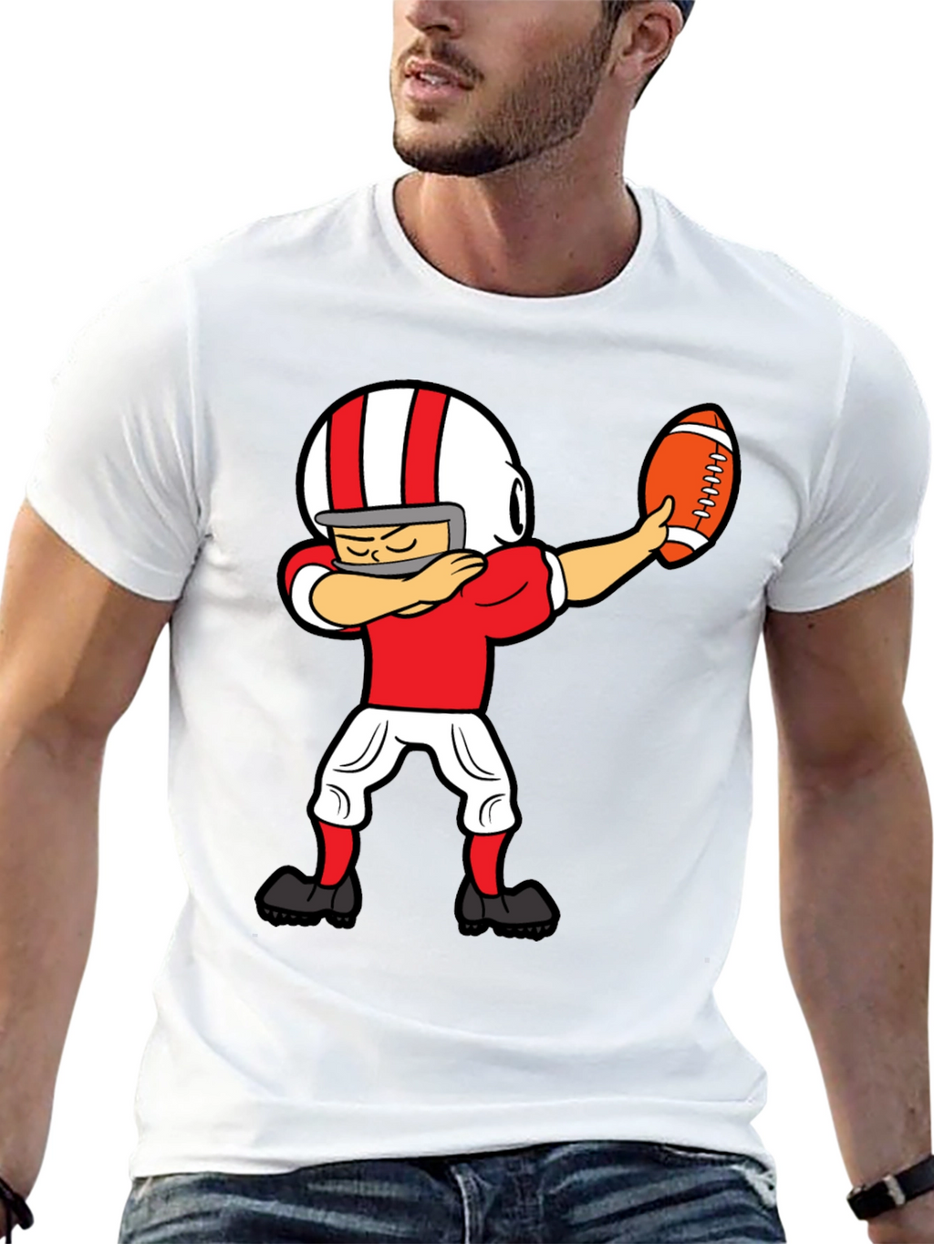 Dabbing Football Player Graphic T-Shirt