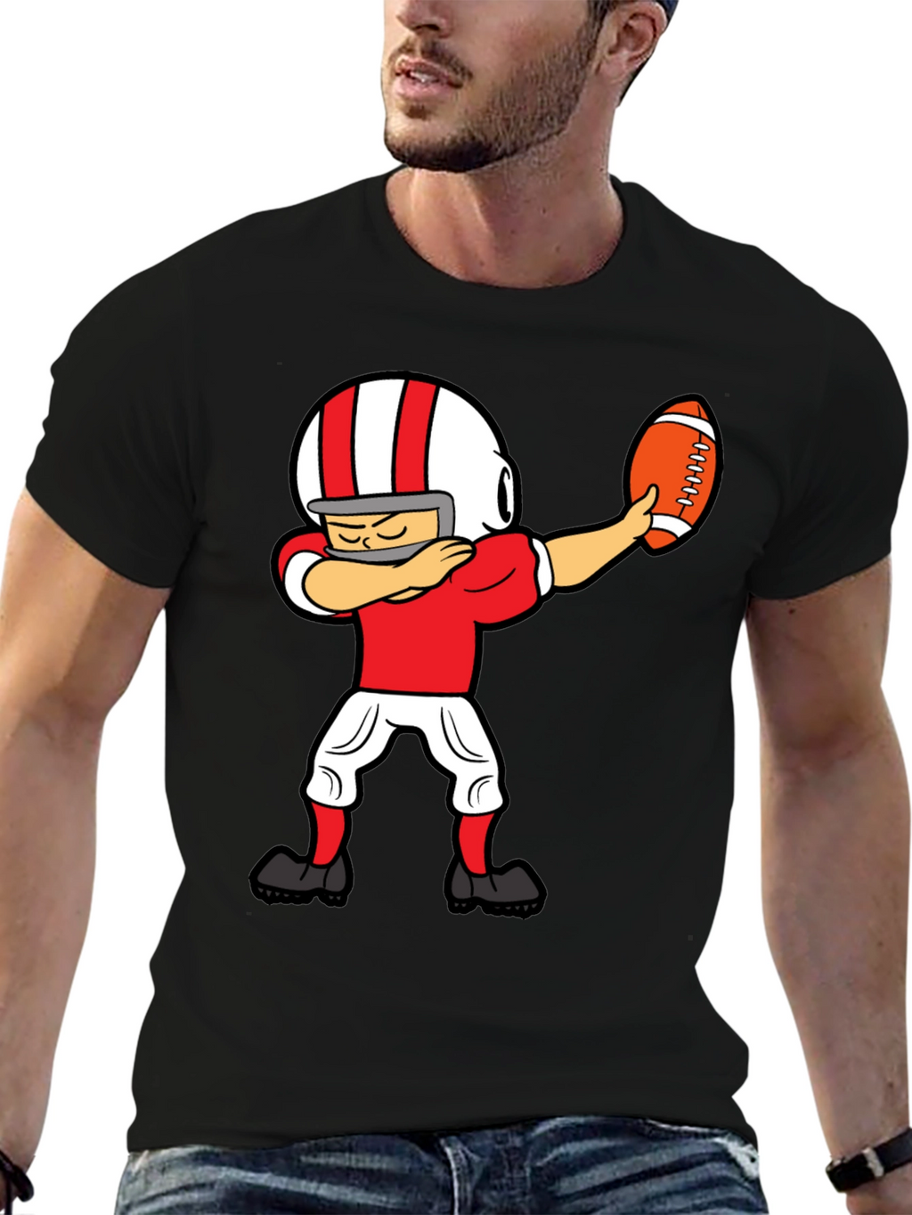 Dabbing Football Player Graphic T-Shirt