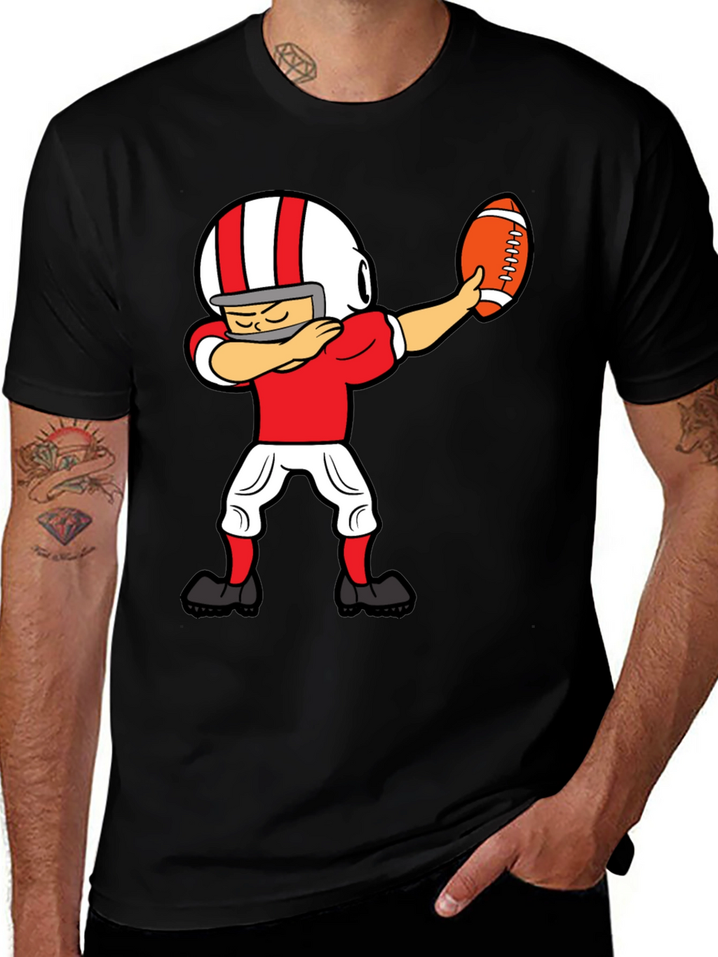 Dabbing Football Player Graphic T-Shirt