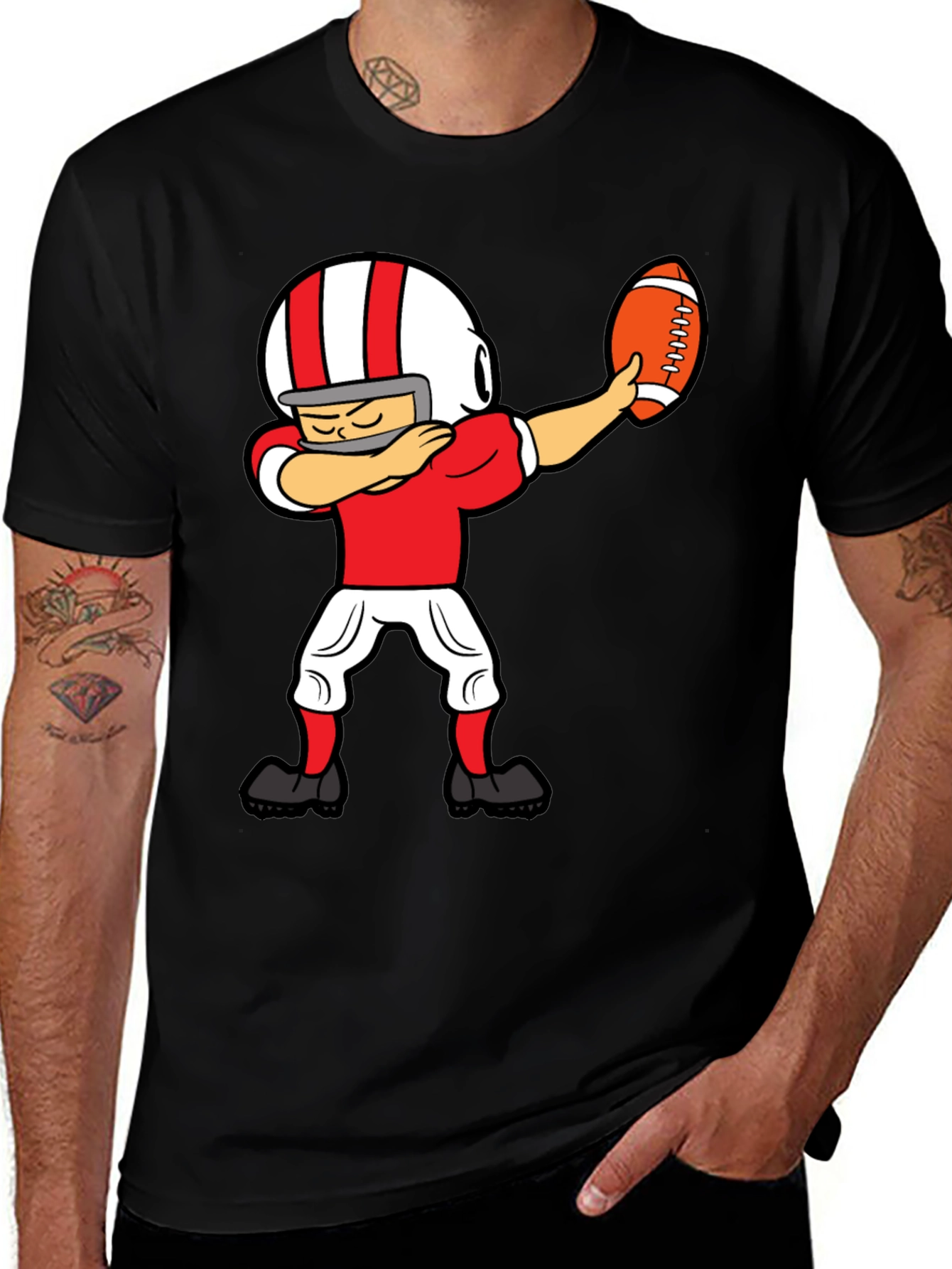 Dabbing Football Player Graphic T-Shirt