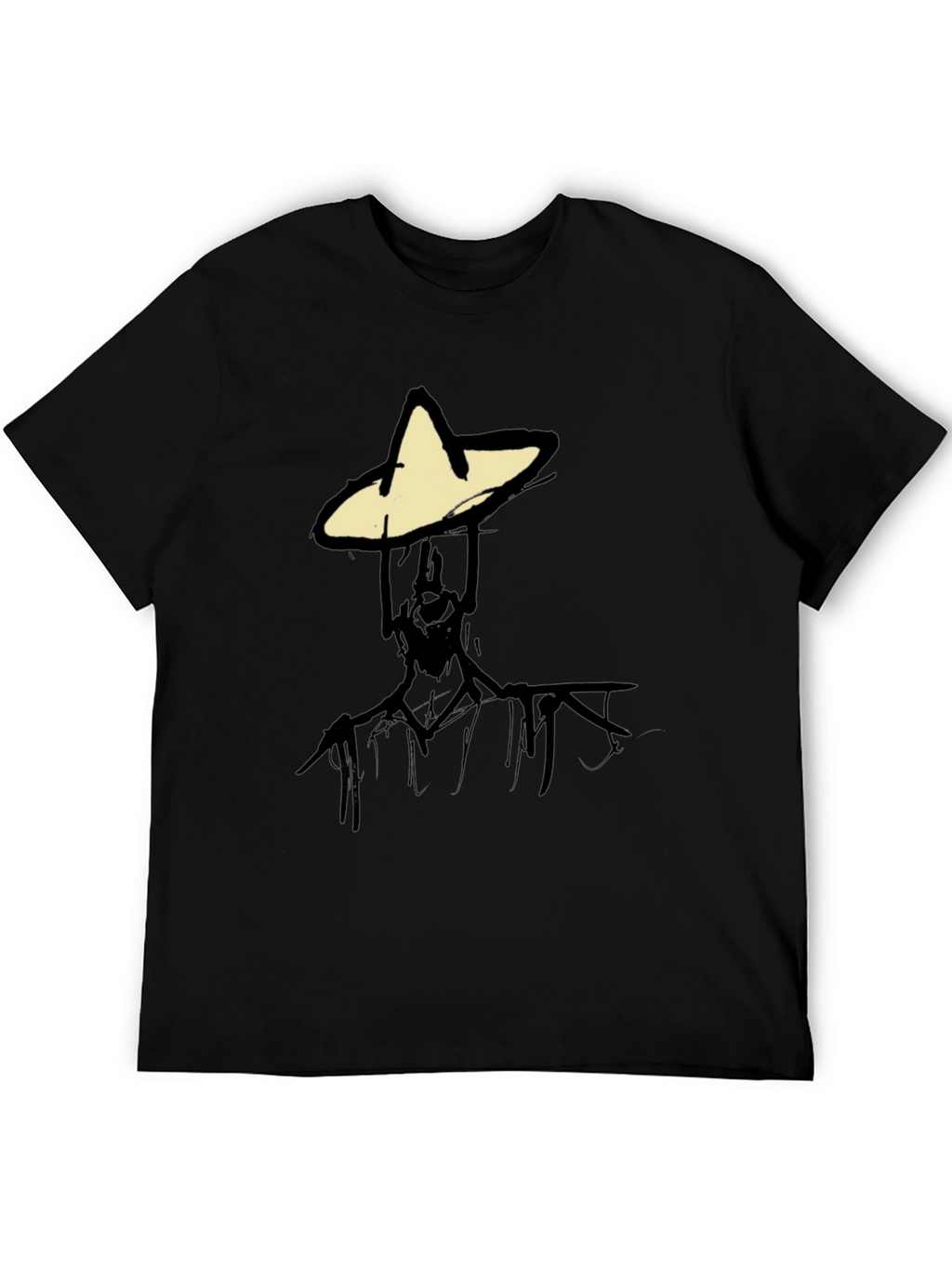 Abstract Figure Graphic Tee - Black Cotton Blend T-Shirt