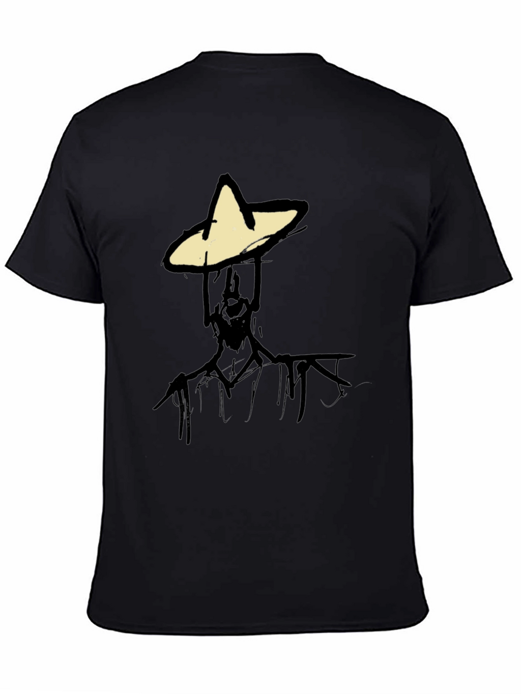 Abstract Figure Graphic Tee - Black Cotton Blend T-Shirt