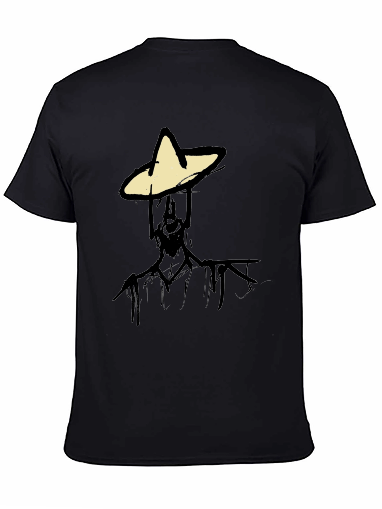 Abstract Figure Graphic Tee - Black Cotton Blend T-Shirt