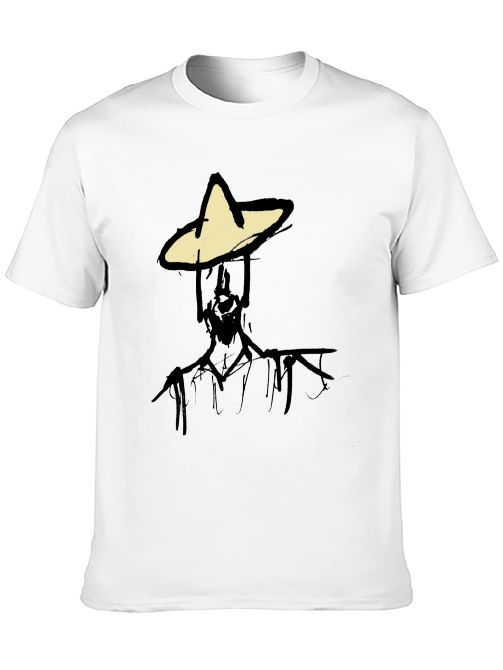 Abstract Figure Graphic Tee - Black Cotton Blend T-Shirt