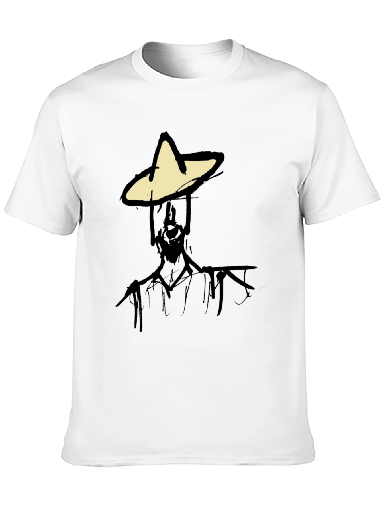 Abstract Figure Graphic Tee - Black Cotton Blend T-Shirt