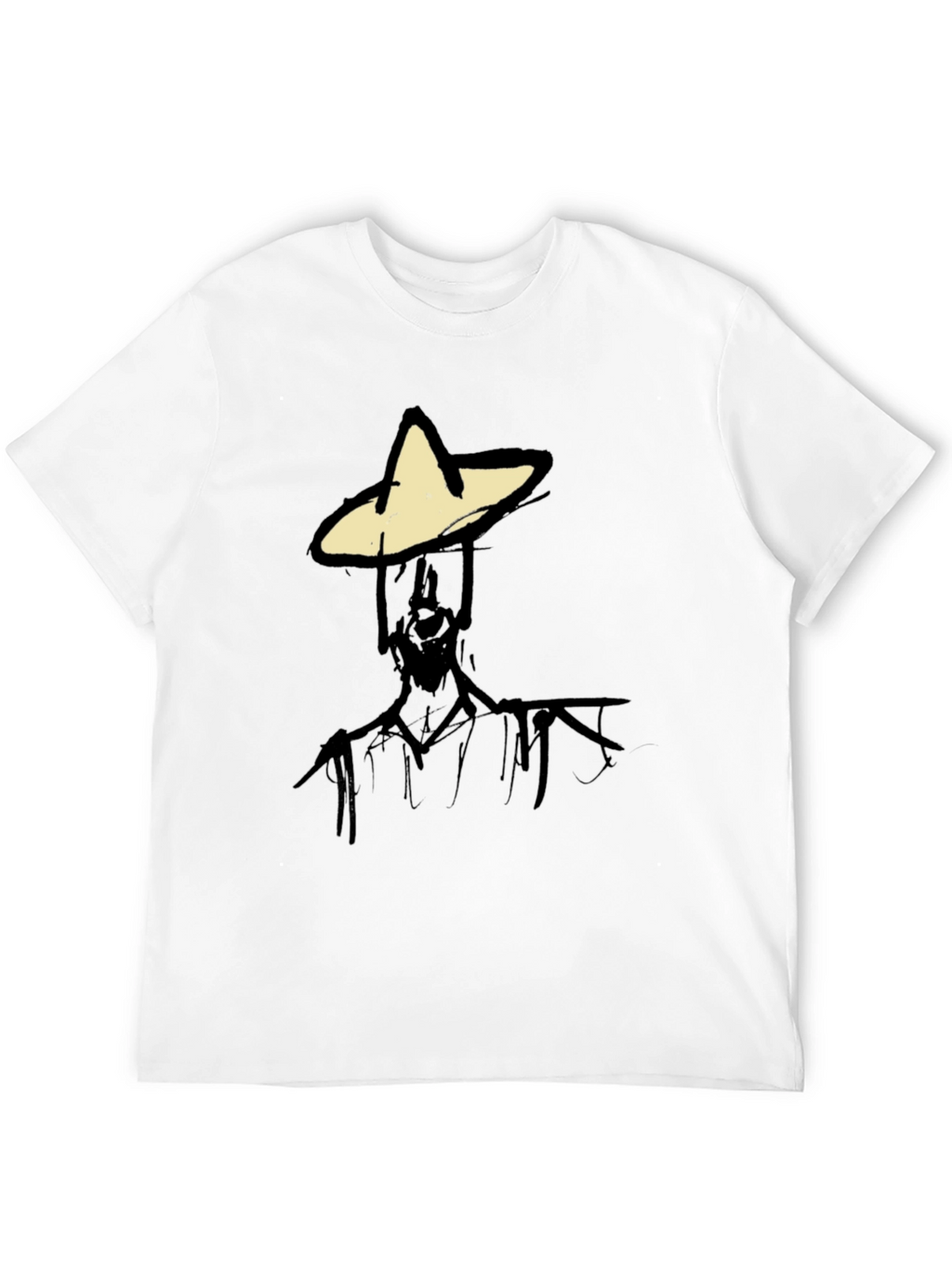 Abstract Figure Graphic Tee - Black Cotton Blend T-Shirt