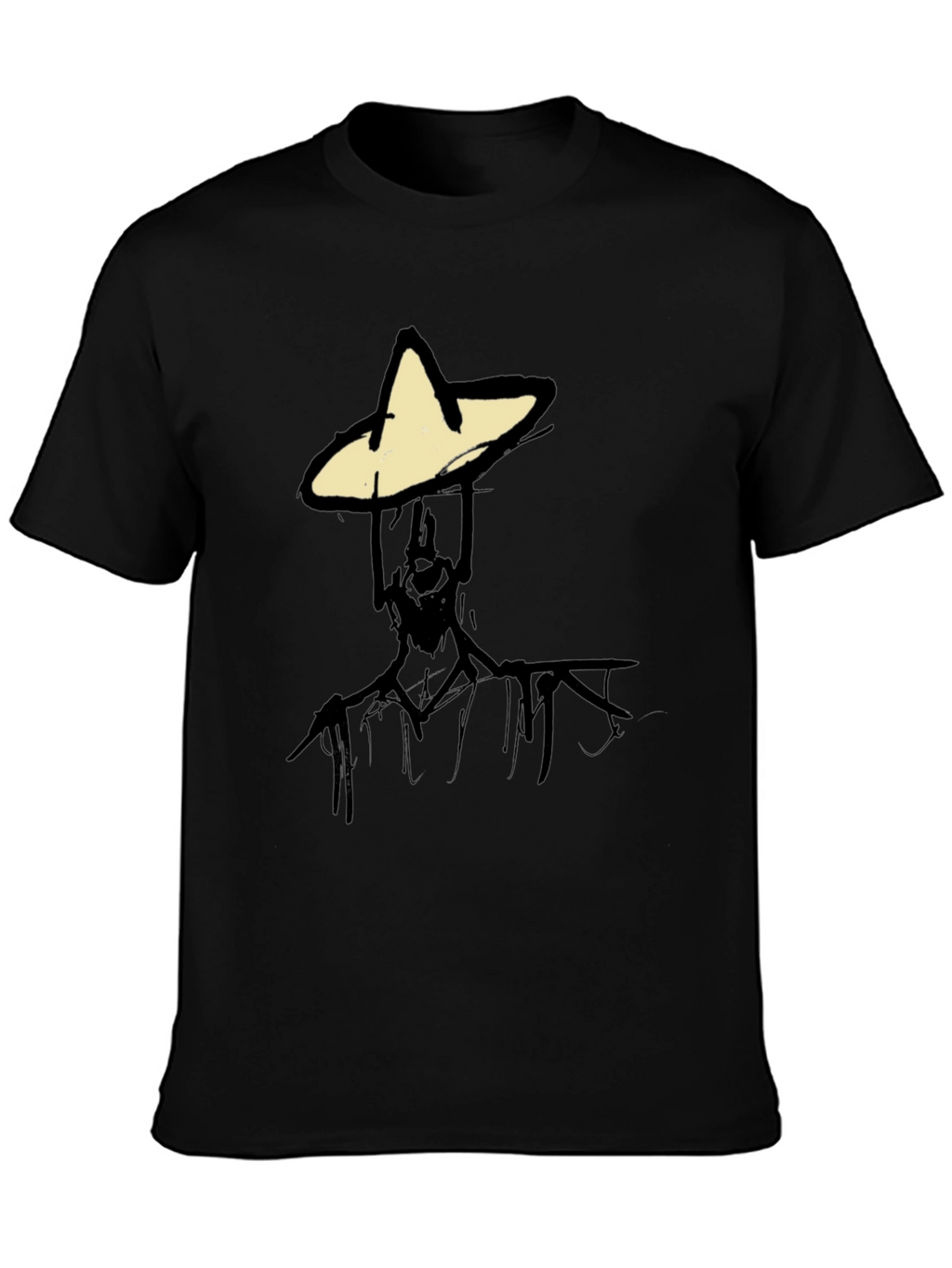 Abstract Figure Graphic Tee - Black Cotton Blend T-Shirt