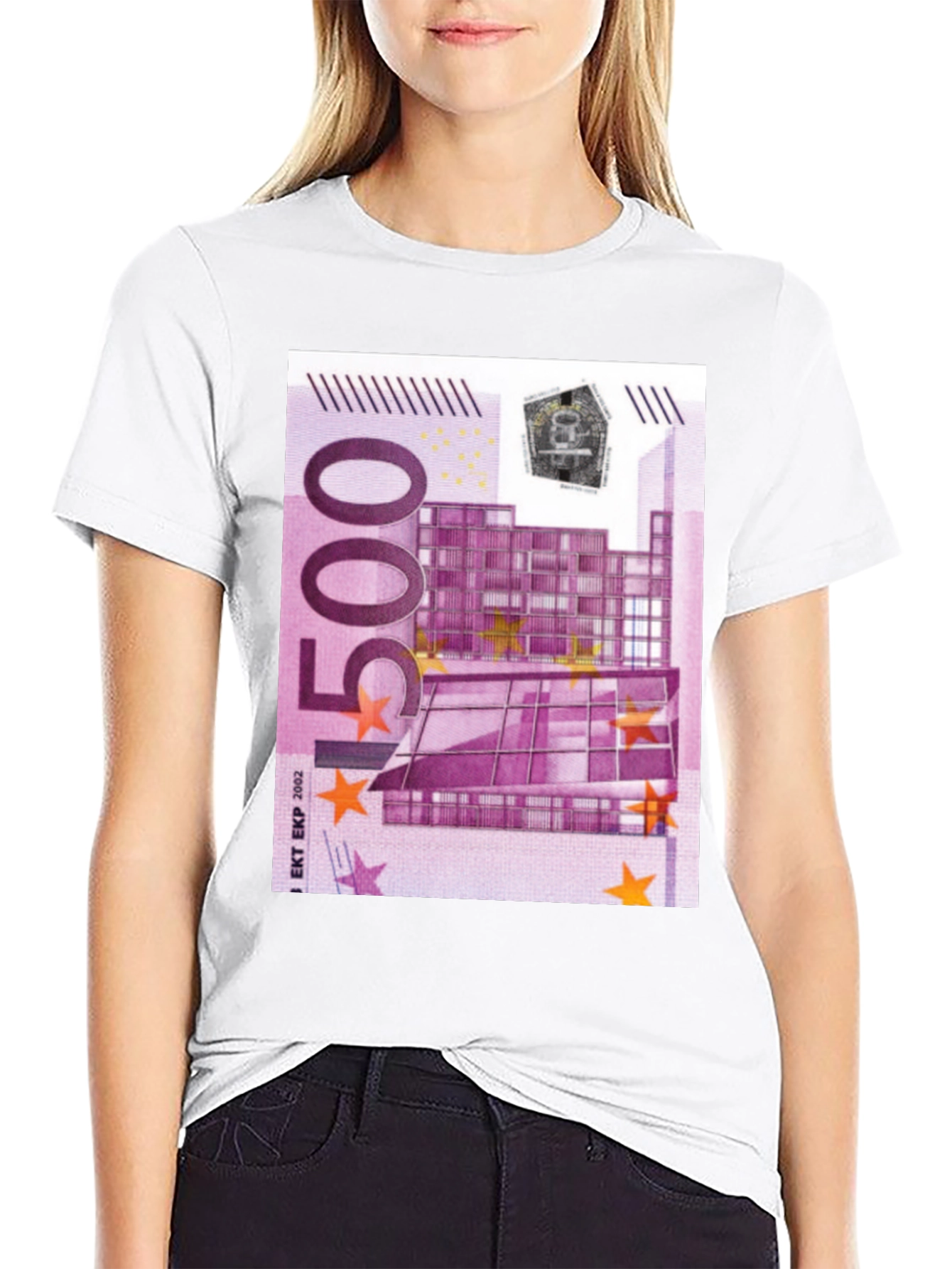 500 Euro Note Graphic Print Black T-Shirt