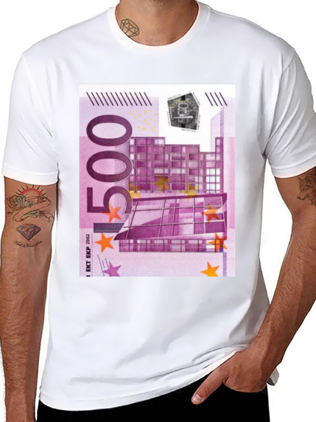 500 Euro Note Graphic Print Black T-Shirt