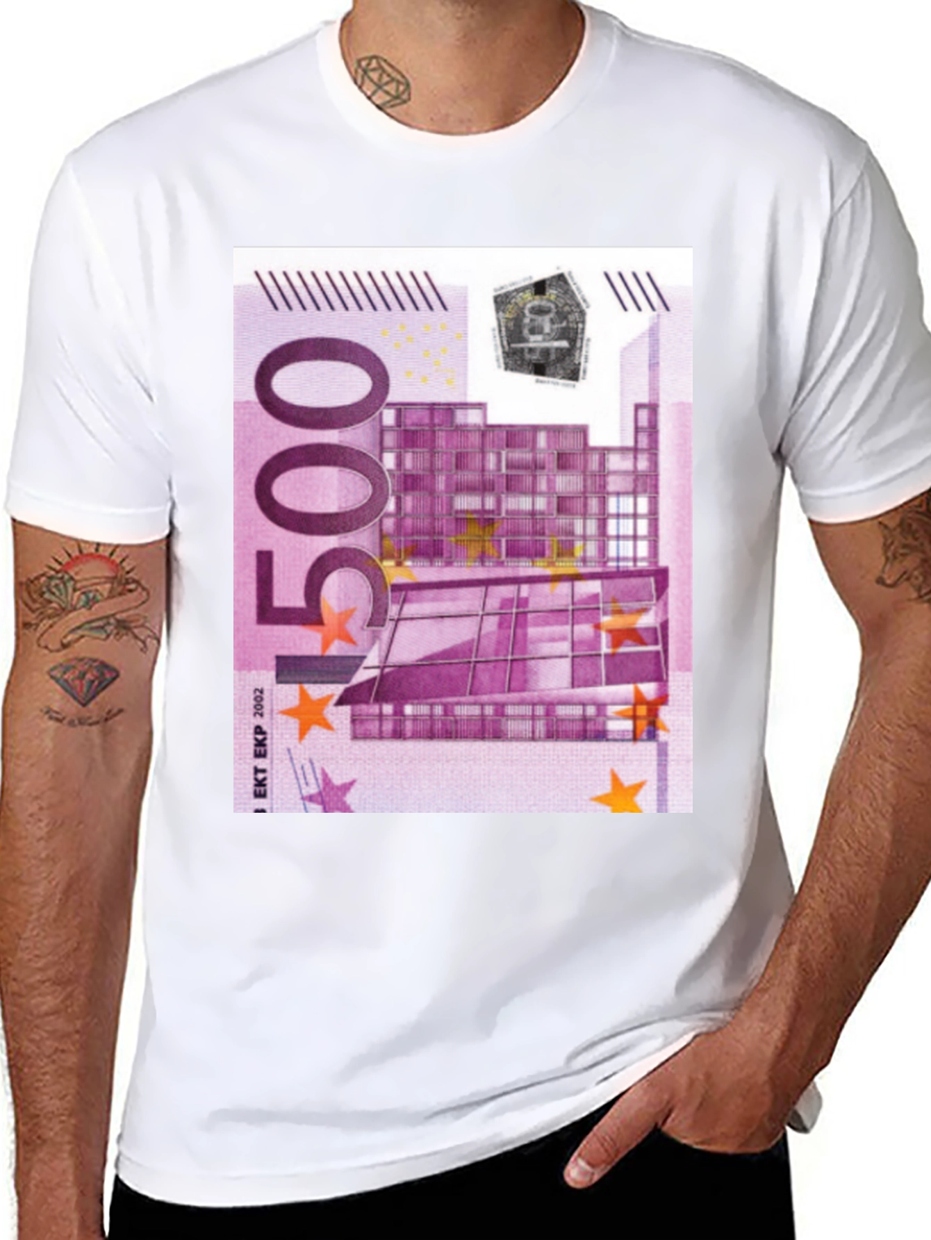 500 Euro Note Graphic Print Black T-Shirt
