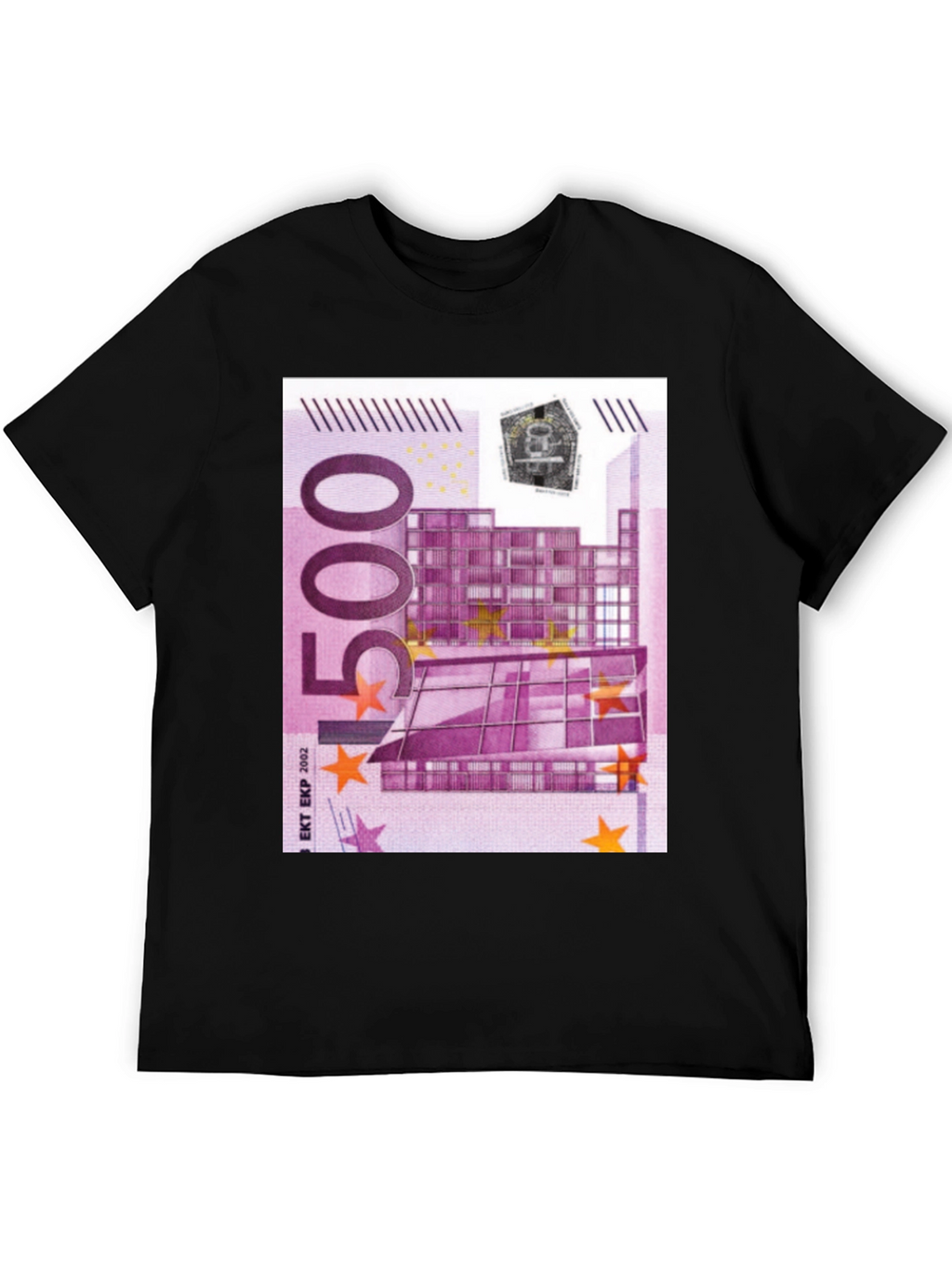 500 Euro Note Graphic Print Black T-Shirt