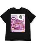 500 Euro Note Graphic Print Black T-Shirt