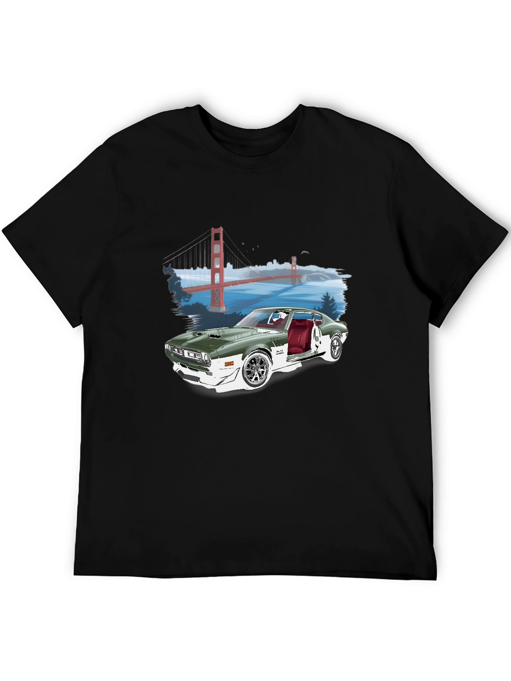 Classic Car & Bridge Graphic Tee - Black