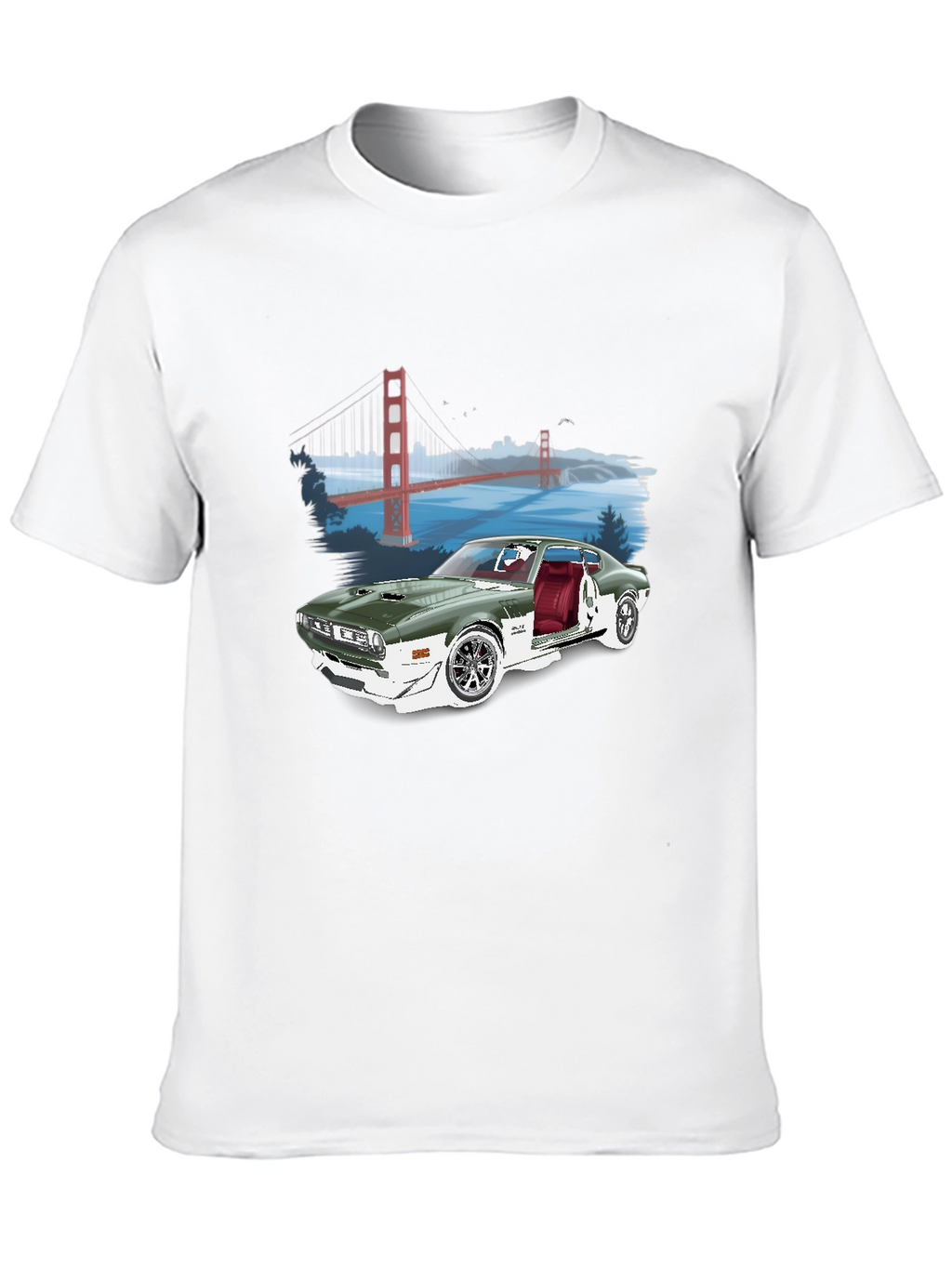 Classic Car & Bridge Graphic Tee - Black