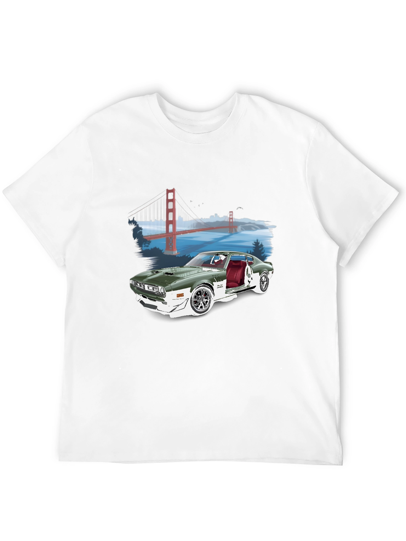 Classic Car & Bridge Graphic Tee - Black