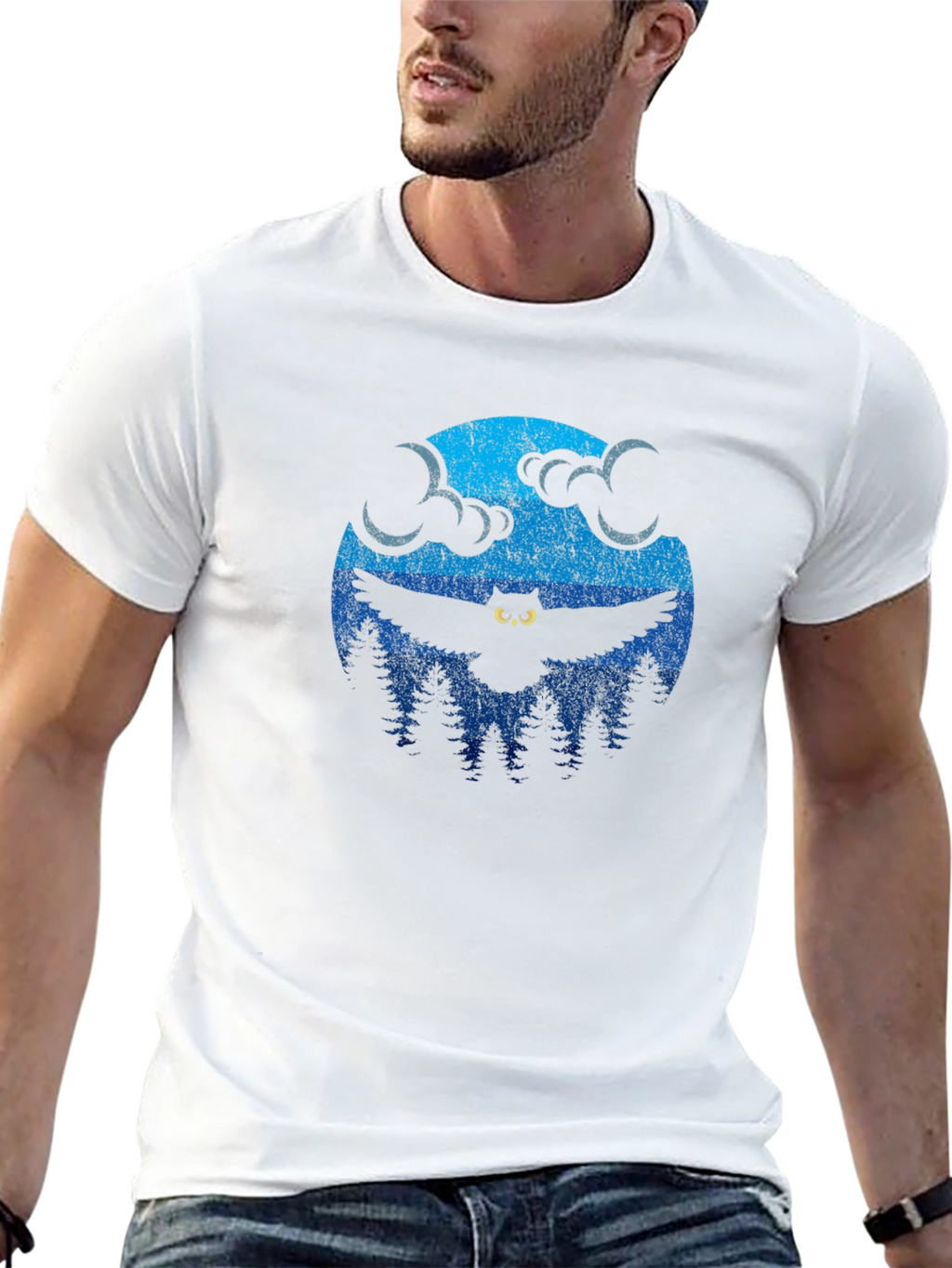 Owl Moon Graphic T-Shirt - Black