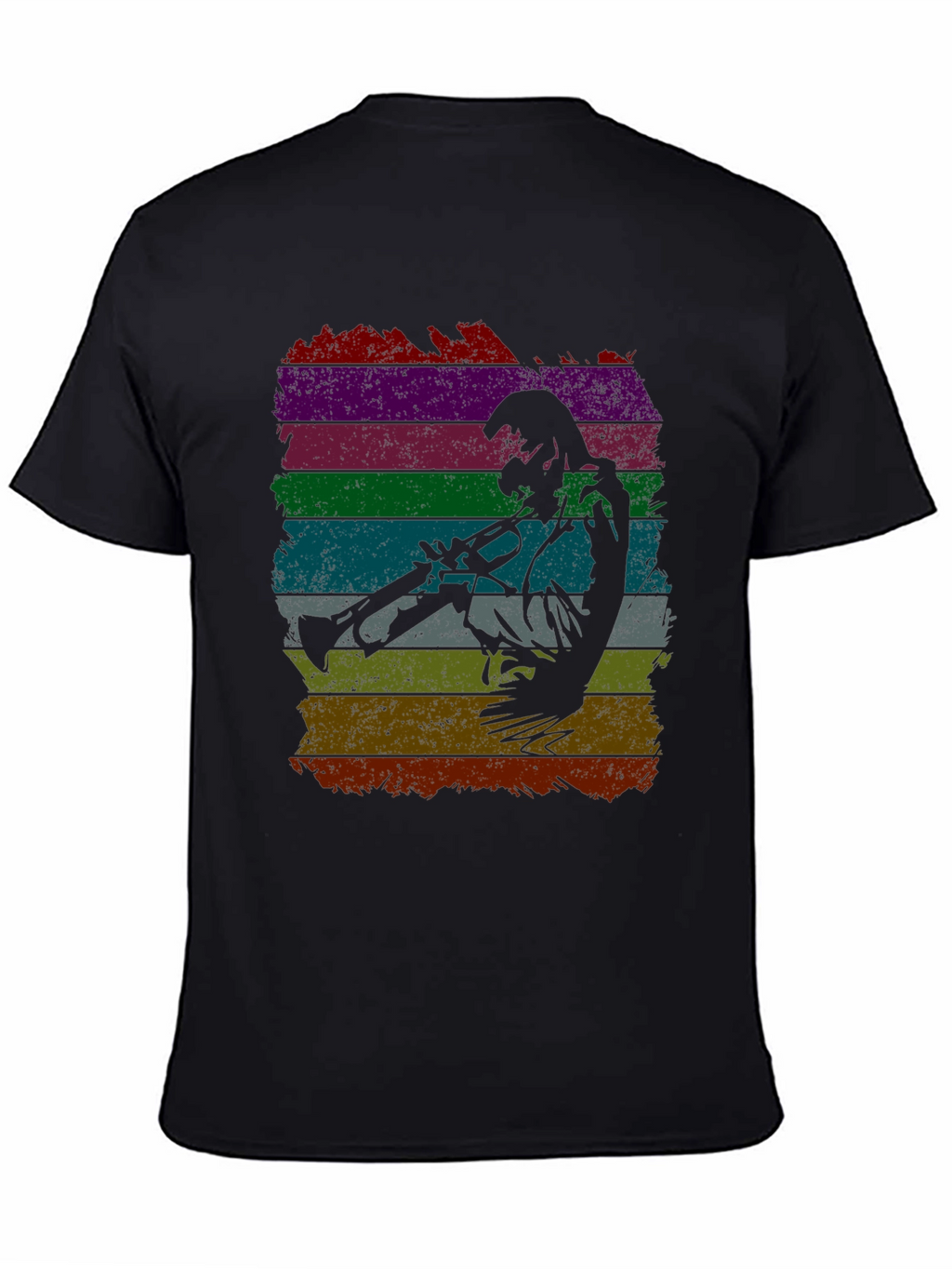 Jazz Trumpet Player Retro Striped T-Shirt