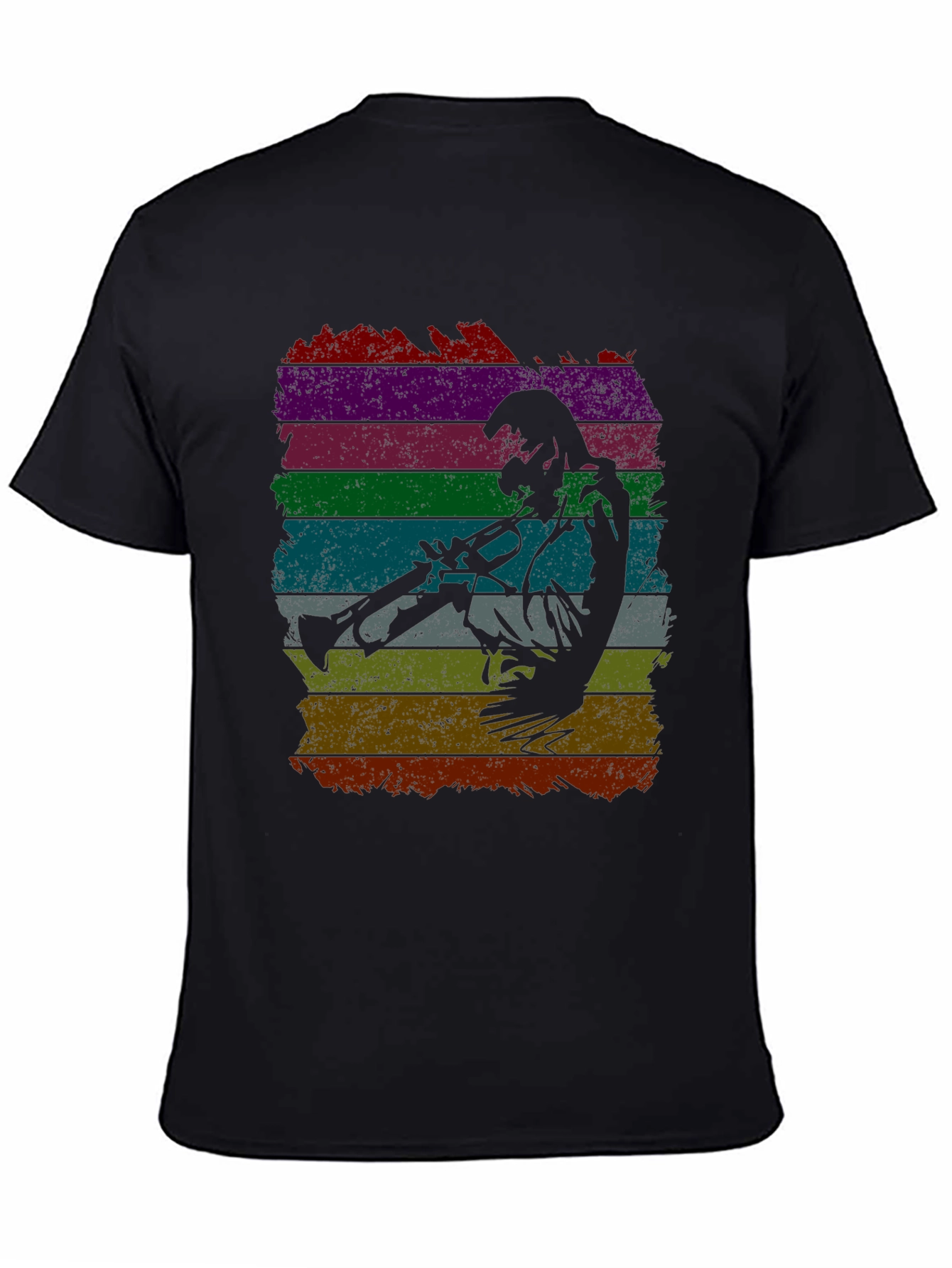 Jazz Trumpet Player Retro Striped T-Shirt