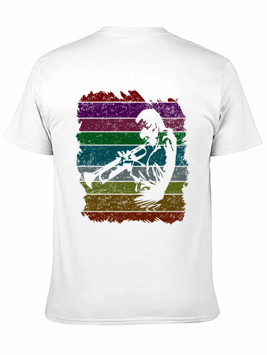 Jazz Trumpet Player Retro Striped T-Shirt