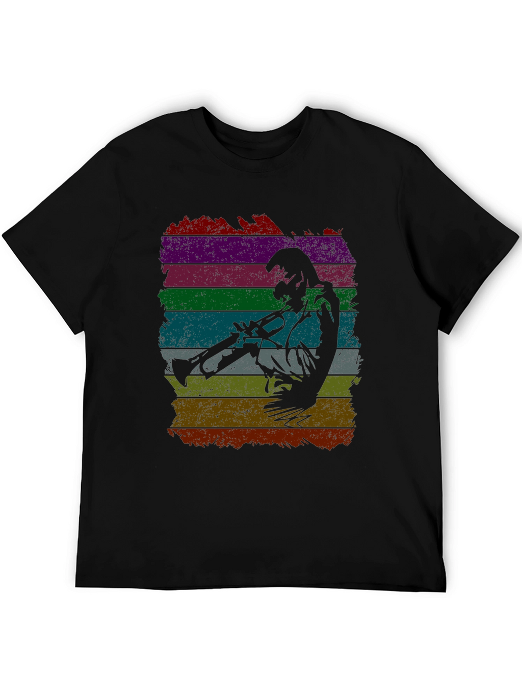 Jazz Trumpet Player Retro Striped T-Shirt