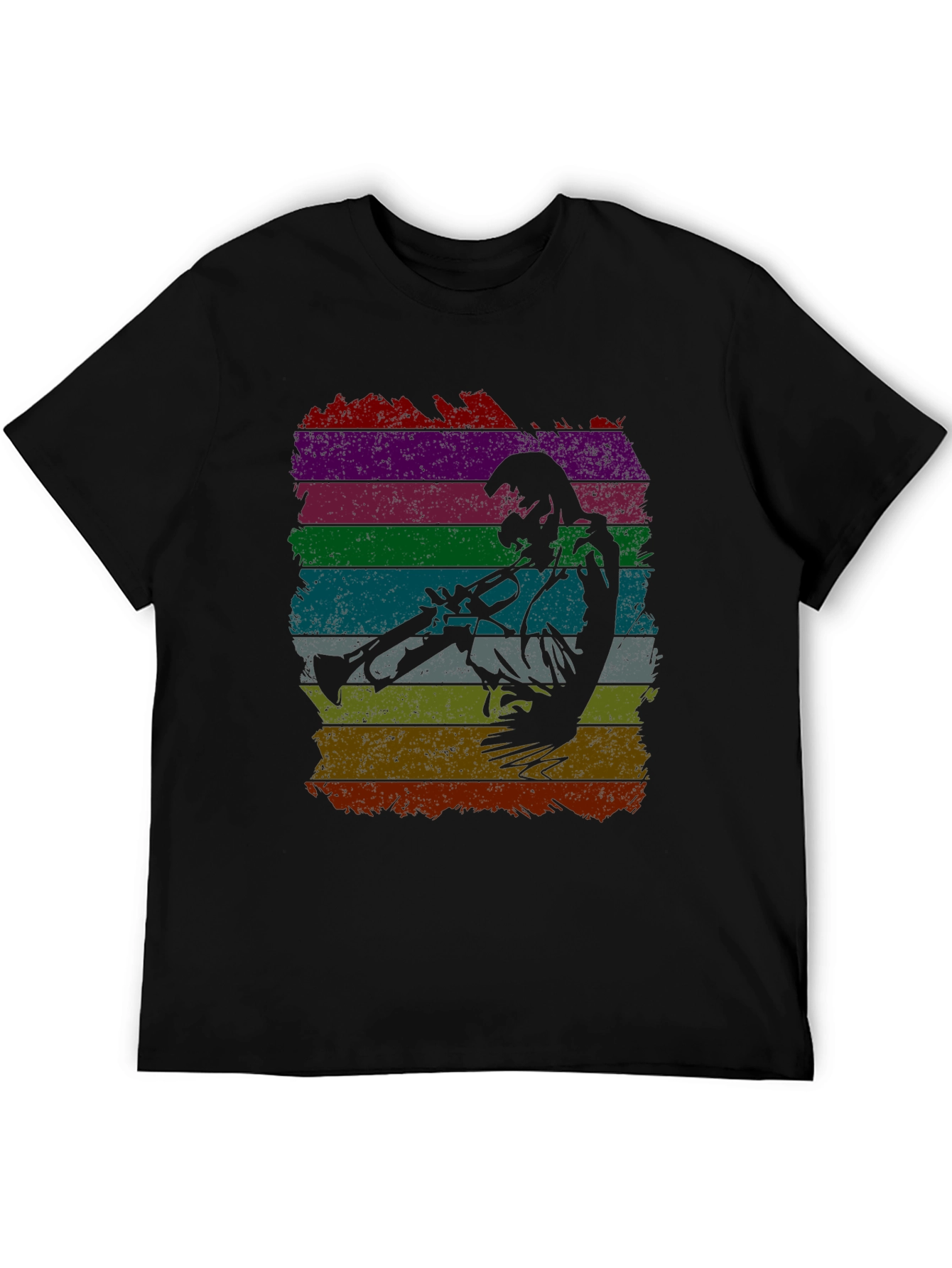 Jazz Trumpet Player Retro Striped T-Shirt