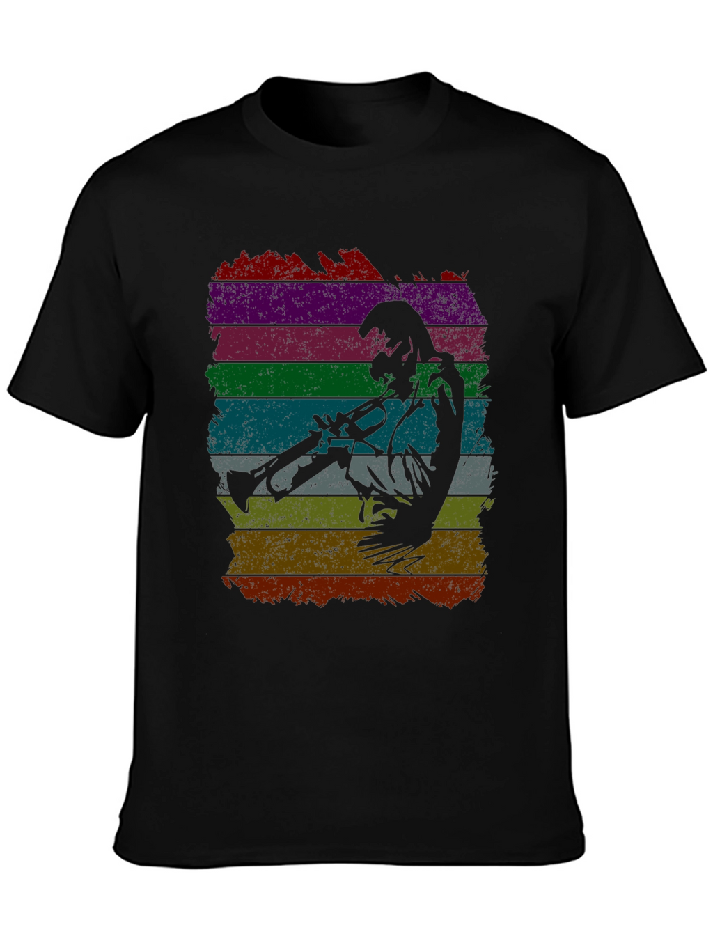 Jazz Trumpet Player Retro Striped T-Shirt
