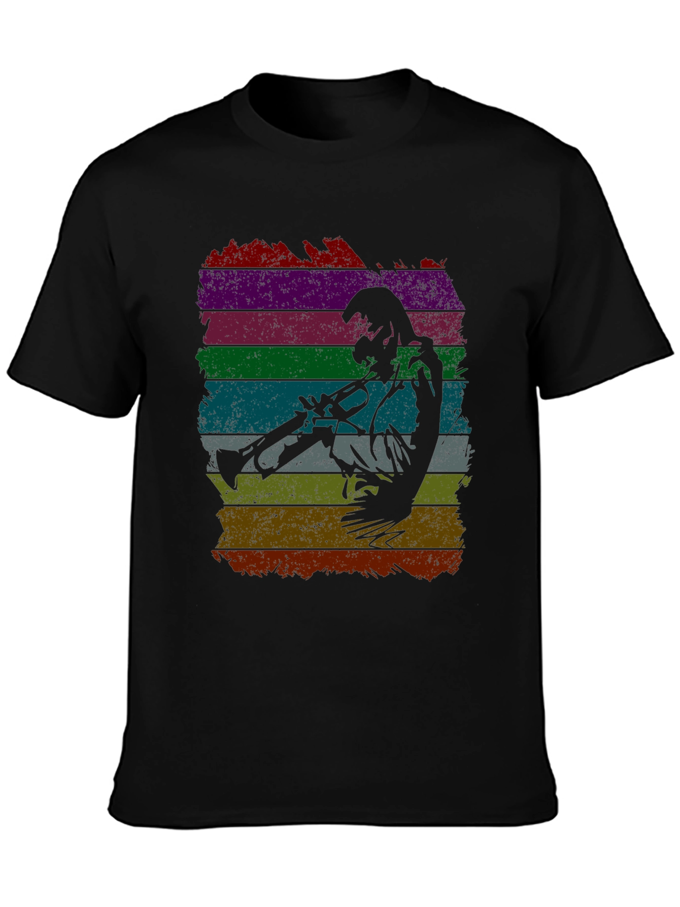 Jazz Trumpet Player Retro Striped T-Shirt