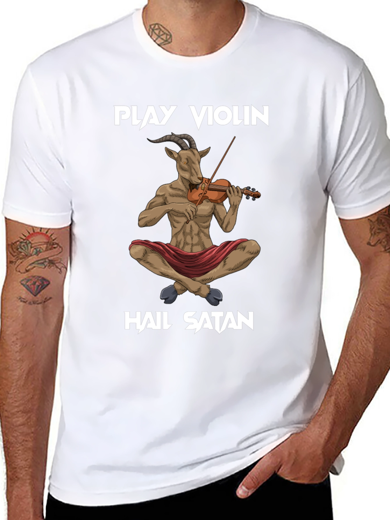 Play Violin Hail Satan T-Shirt