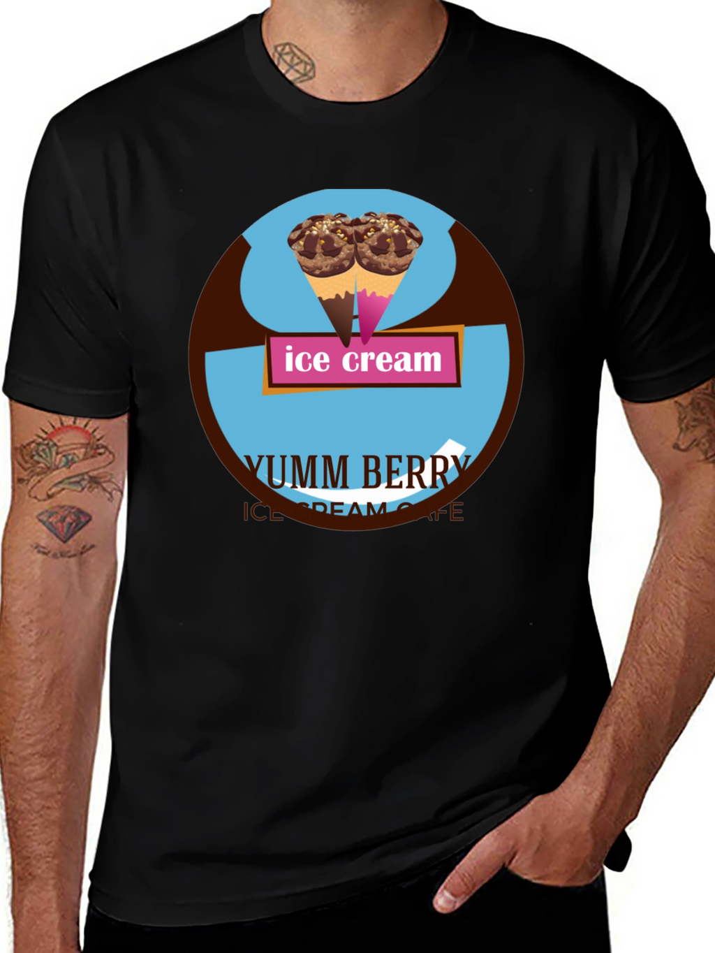 Yumm Berry Ice Cream Cafe Graphic T-Shirt