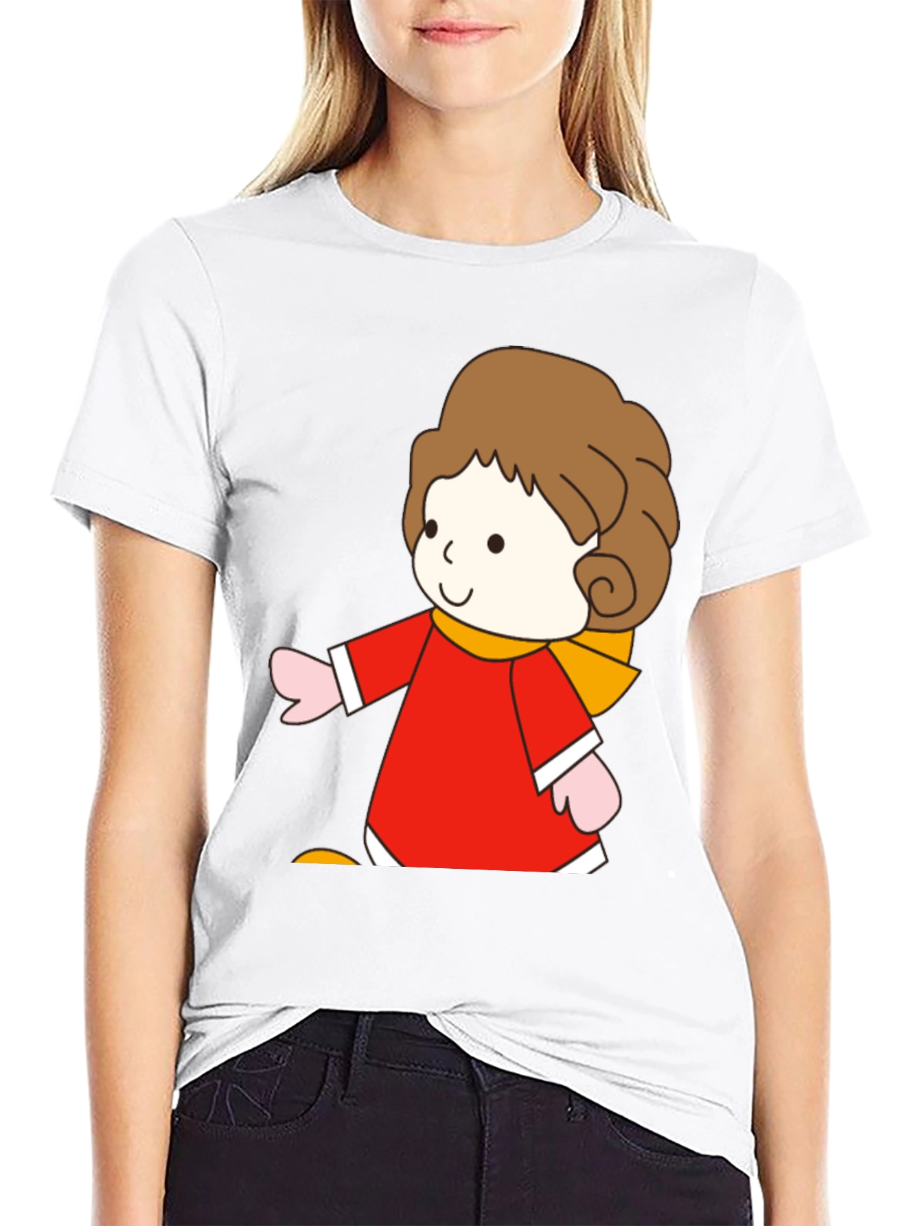Cartoon Girl Graphic Tee - Soft Cotton Blend