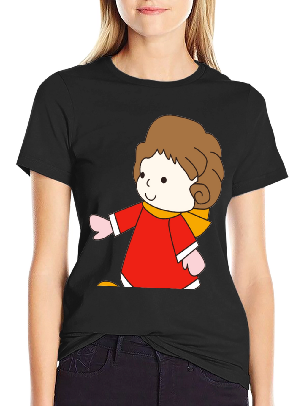Cartoon Girl Graphic Tee - Soft Cotton Blend