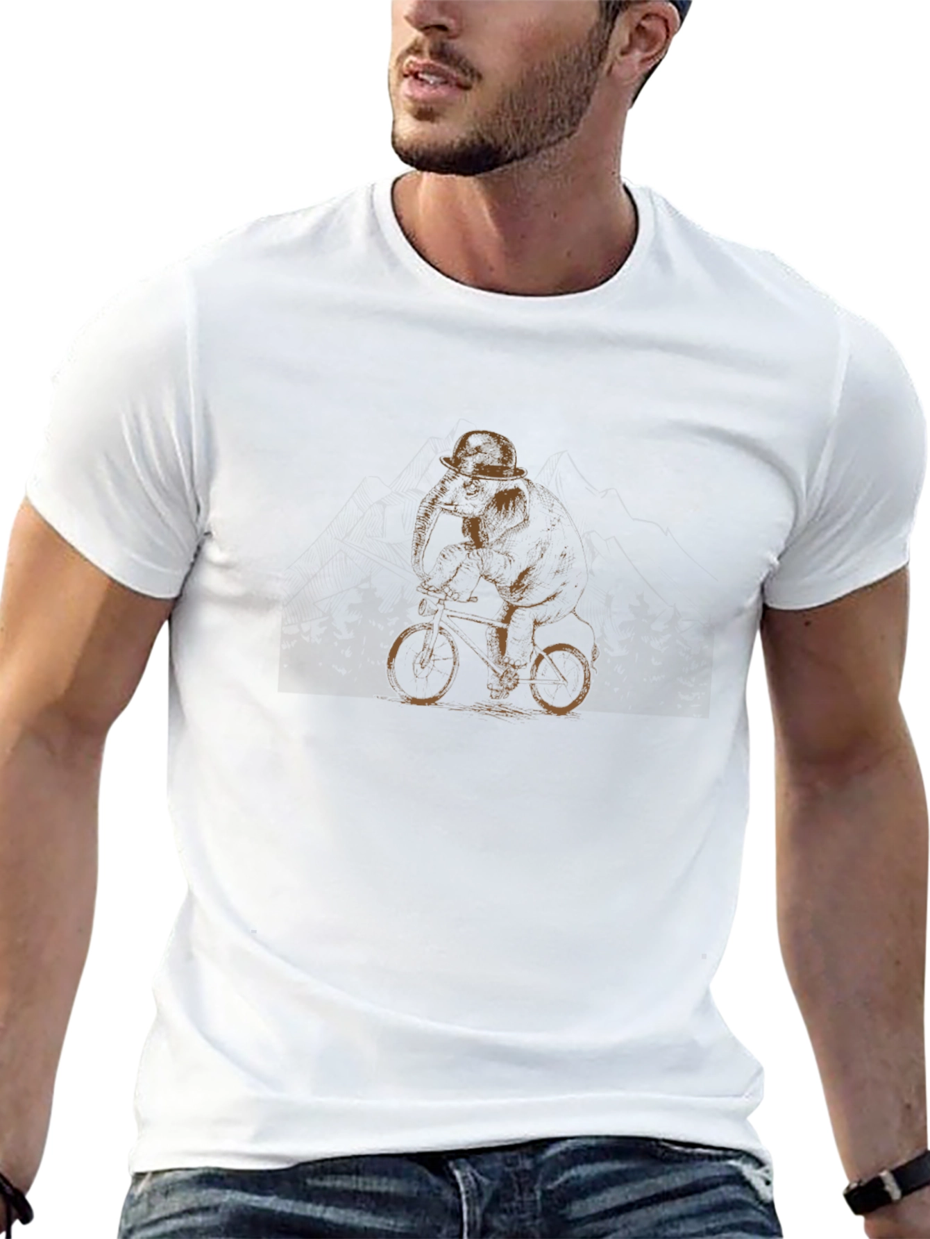 Cool Bear on Bike Graphic T-Shirt