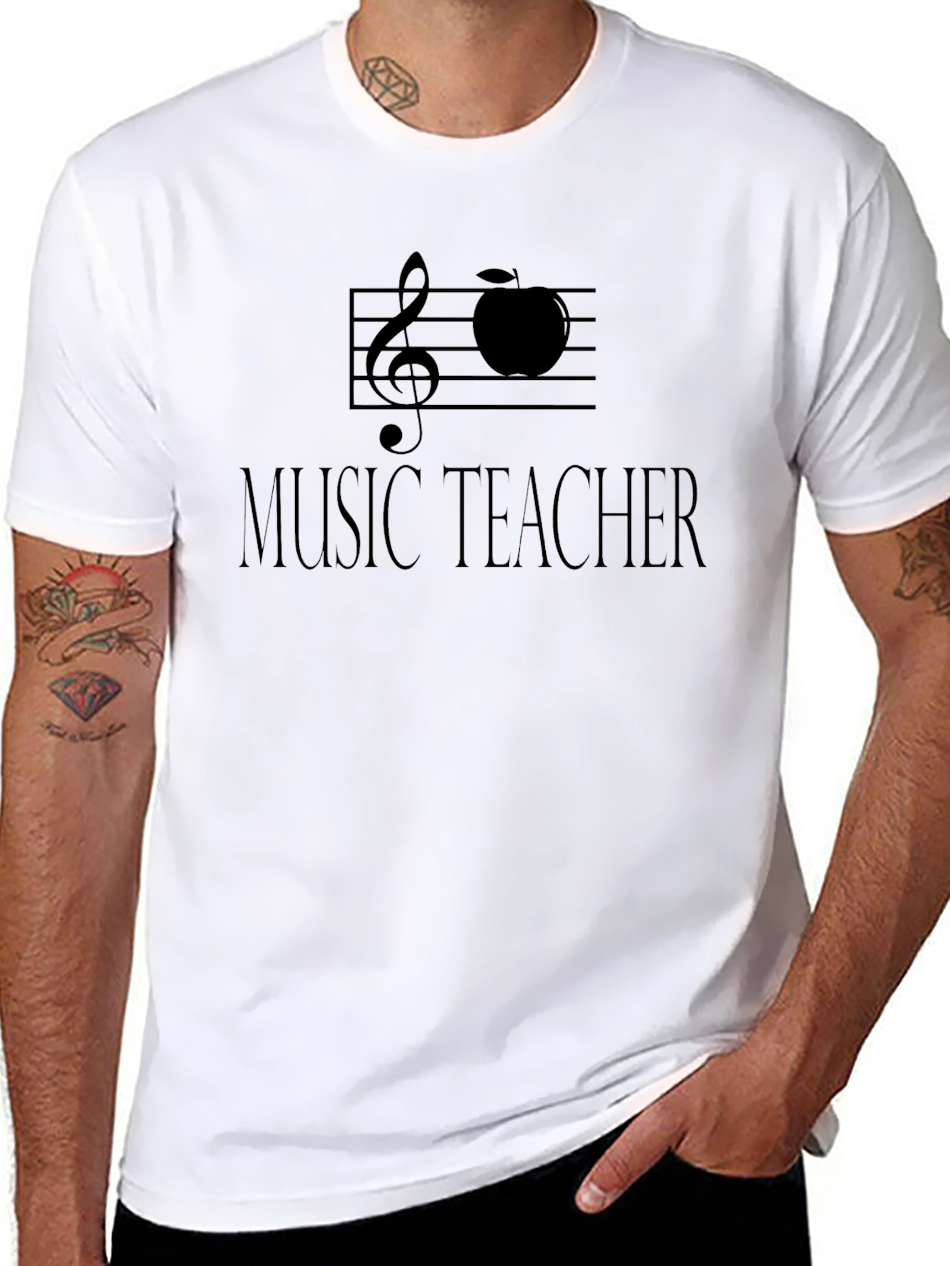Music Teacher T-Shirt - Treble Clef Apple Design