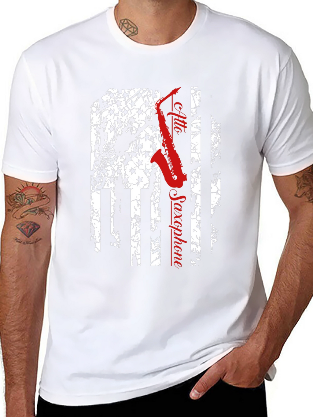 Alto Saxophone American Flag T-Shirt