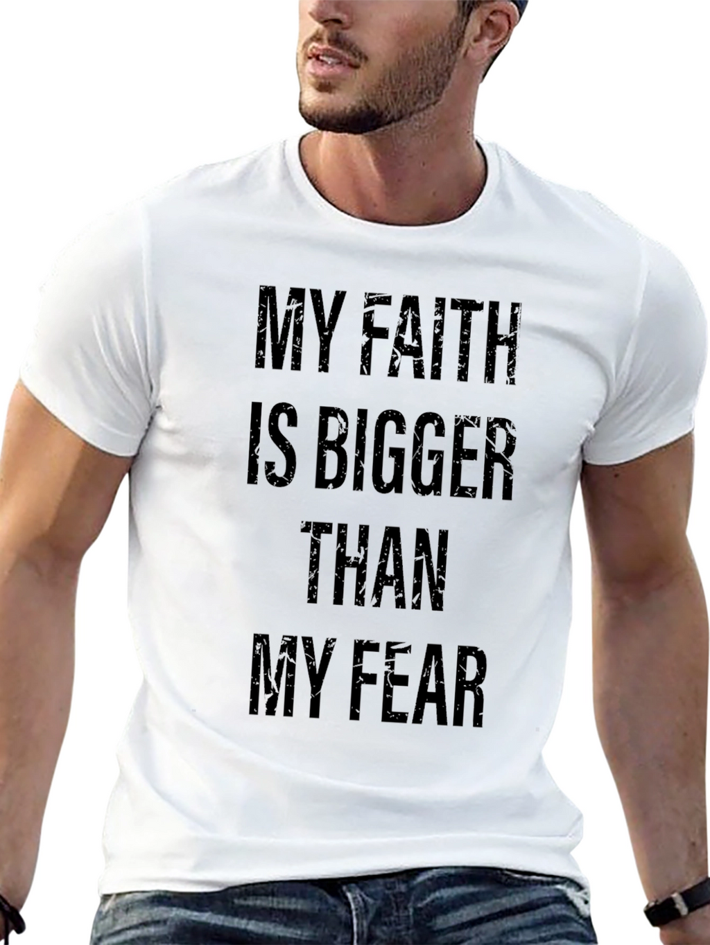 Faith Over Fear Graphic Tee - Black Cotton T-Shirt