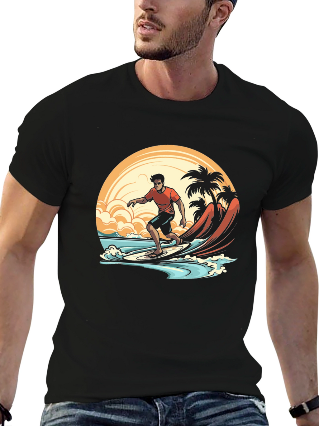 Surfer Graphic Tee - Beach Vibes