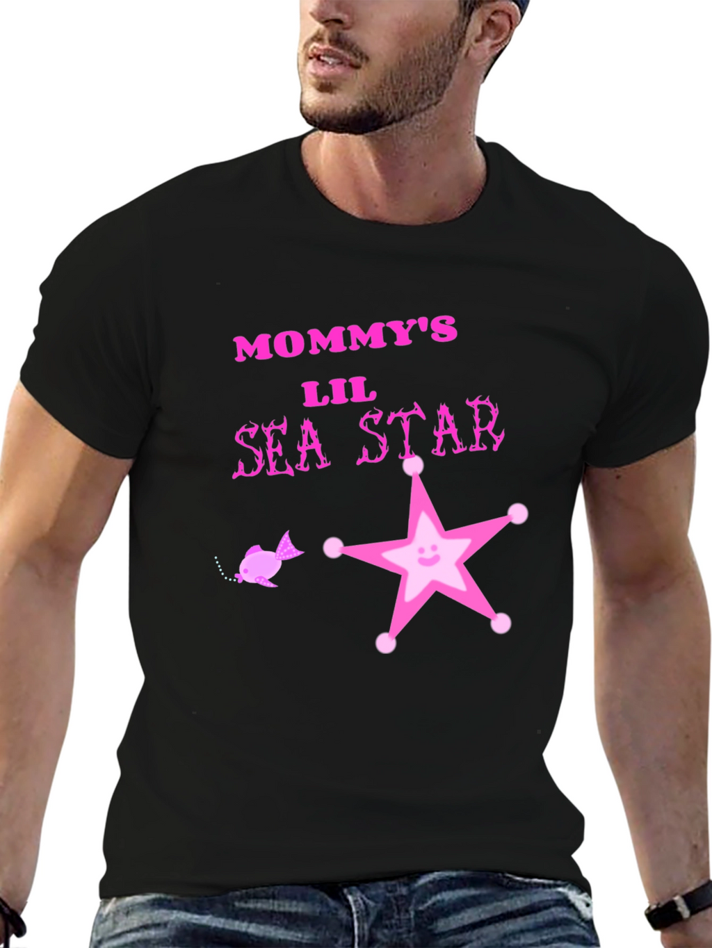 Mommys Lil Sea Star Black T-Shirt