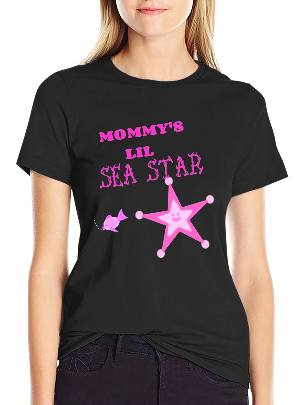 Mommys Lil Sea Star Black T-Shirt