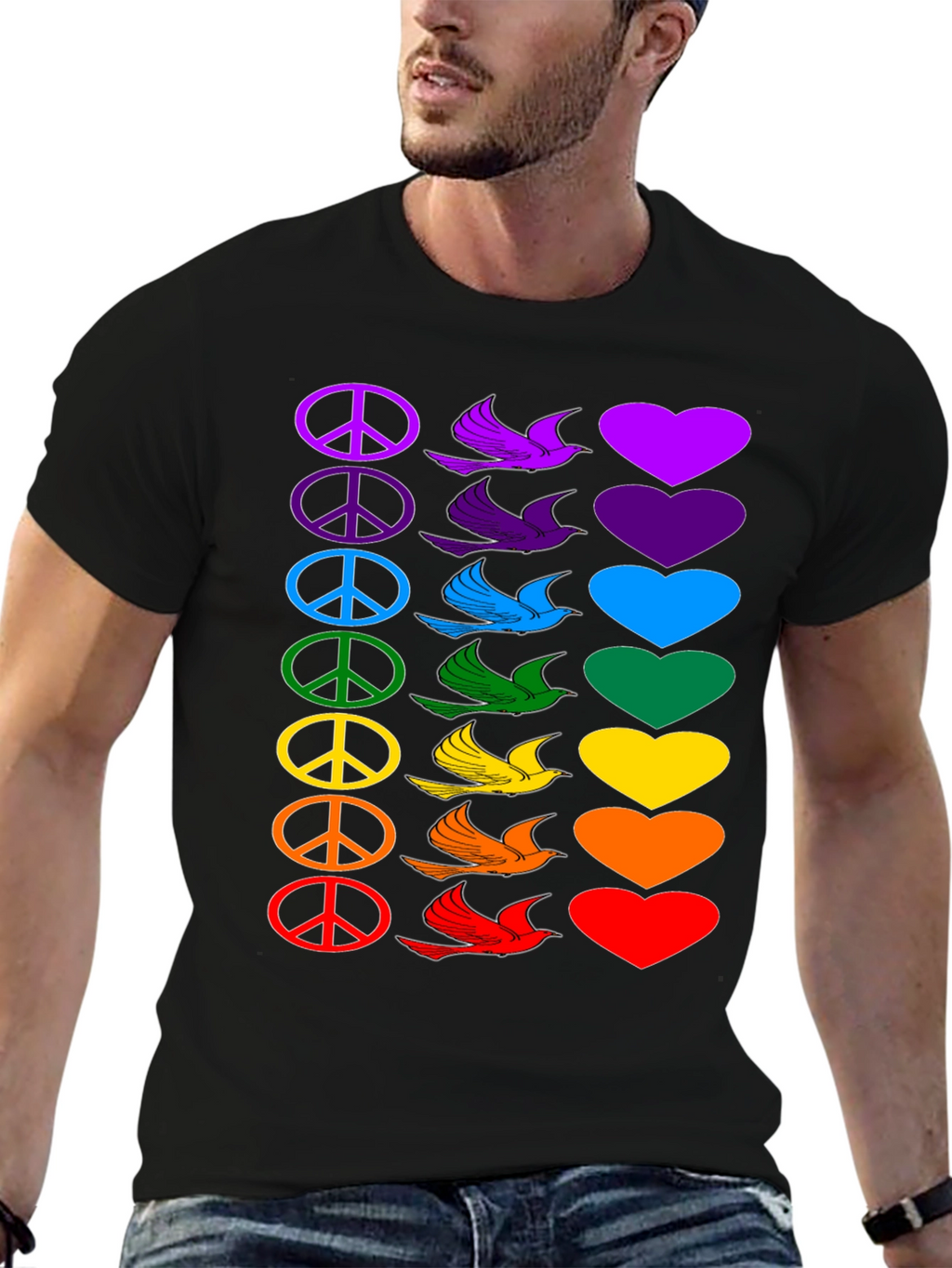 Rainbow Peace Love T-Shirt