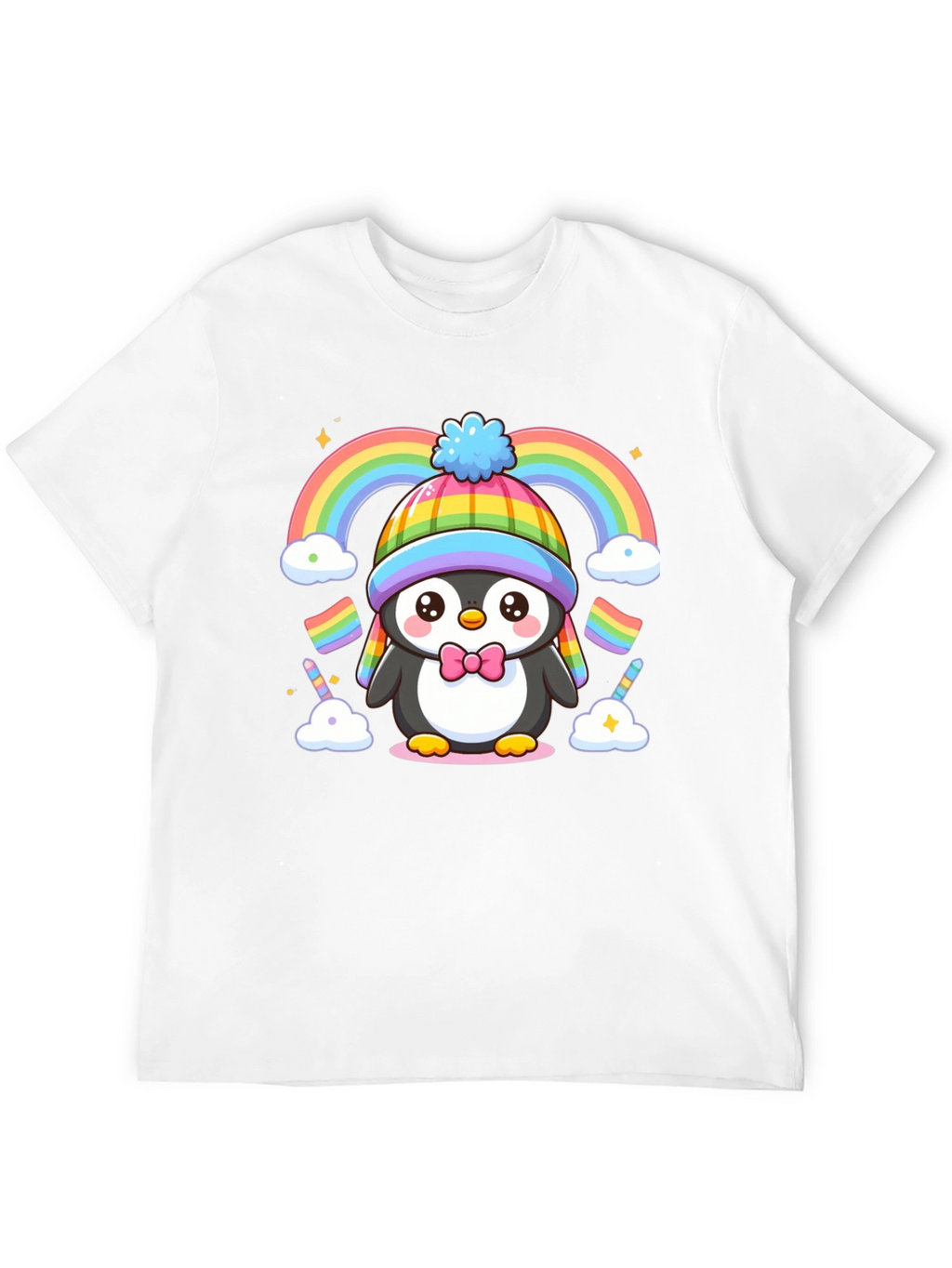 Cute Penguin Rainbow Graphic Tee