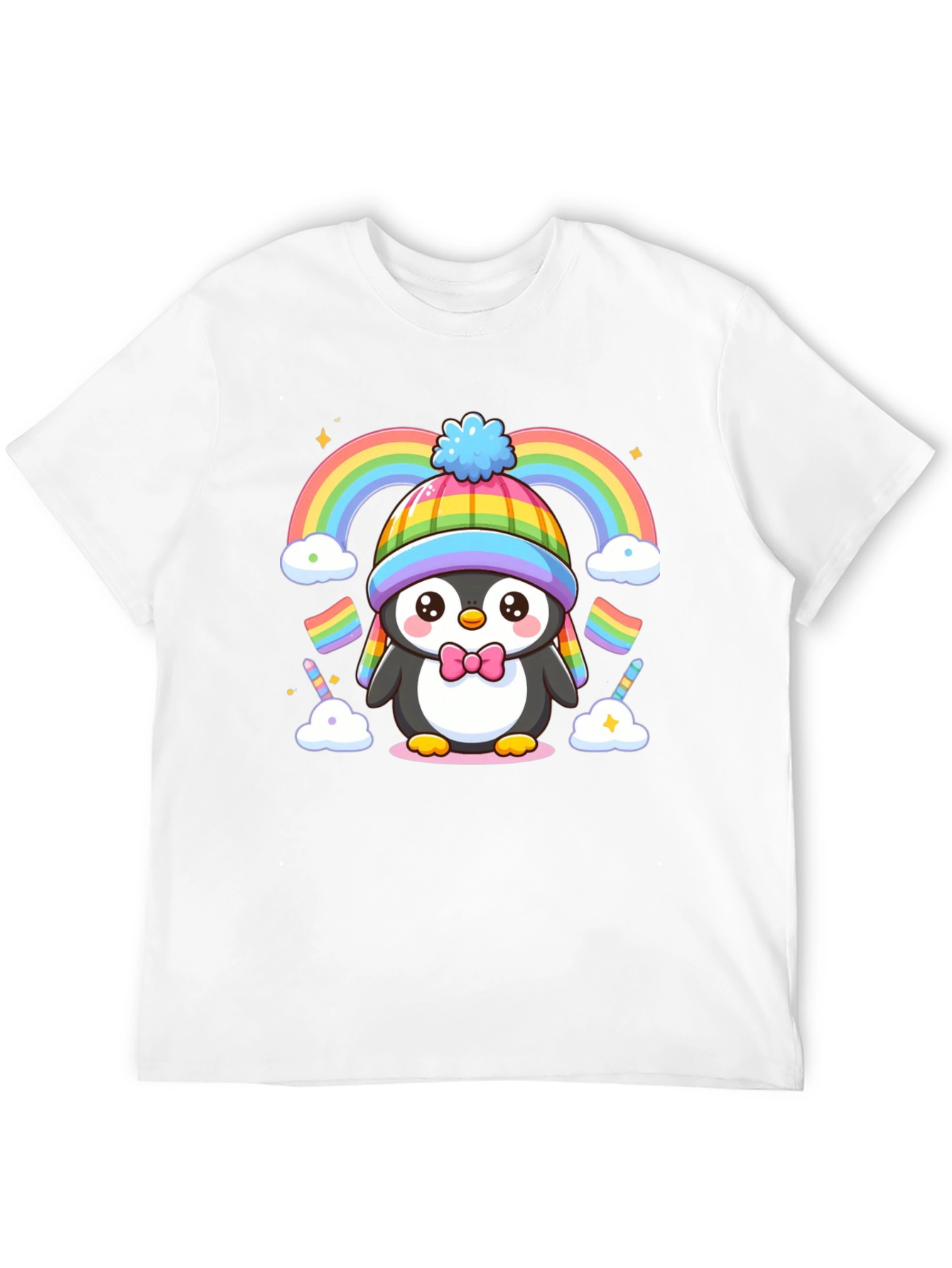 Cute Penguin Rainbow Graphic Tee
